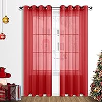 Vista 34 de Cortinas traslúcidas terracota de 84 pulgadas de largo para sala de estar y dormitorio, con ojales, estilo bohemio, aireadas, transparentes, de lino