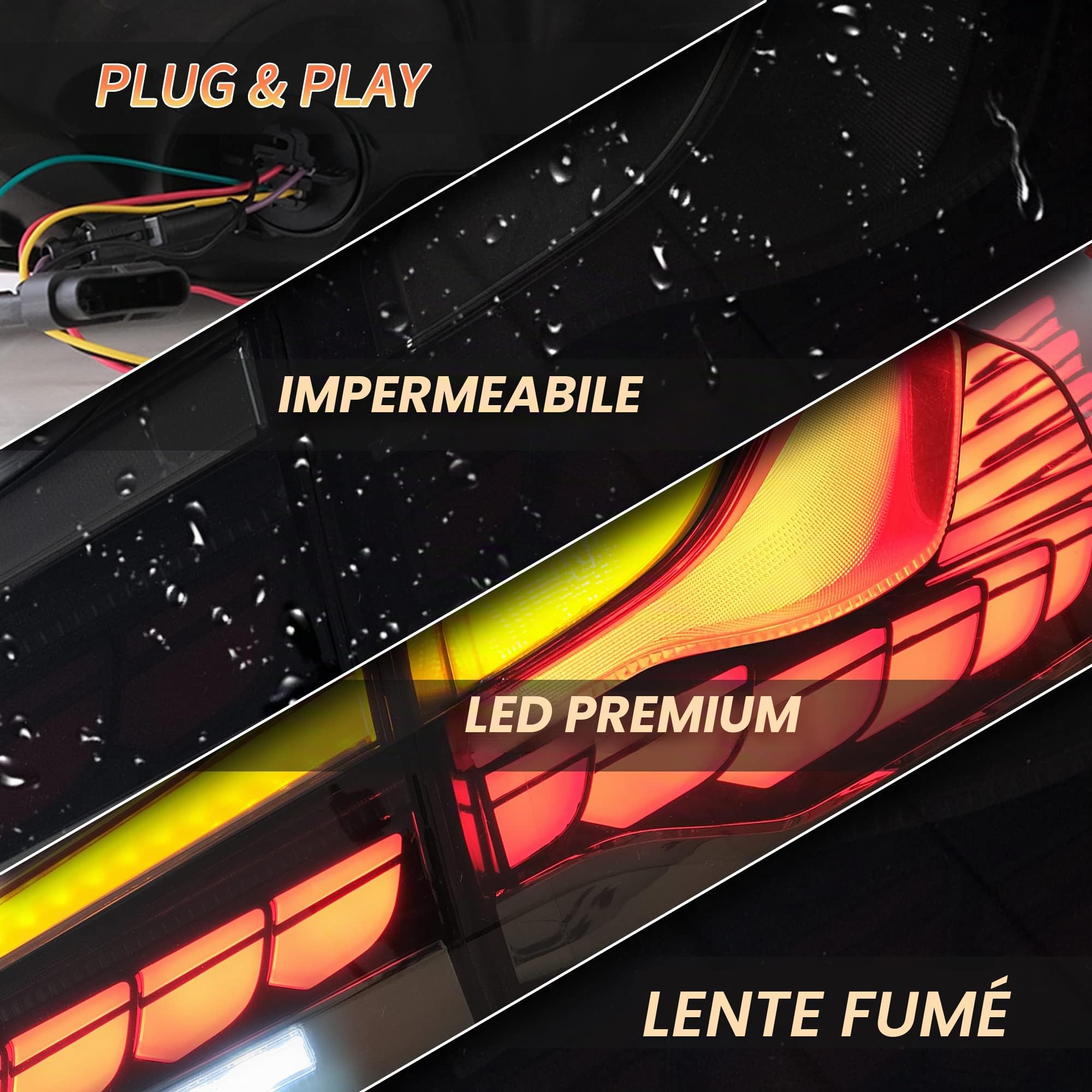VLAND Fari posteriori LED per M4 GTS F82 F83, Serie 4 F32 F33 F36 Coupé Cabriolet 2014-2020, Con luci diurne dinamiche e indicatori di direzione - Nero