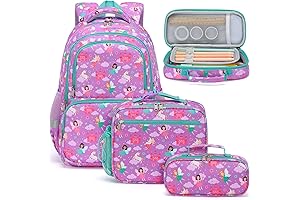 3PCS Waterproof Toddler School Bag Set for Girls with Fairies Design