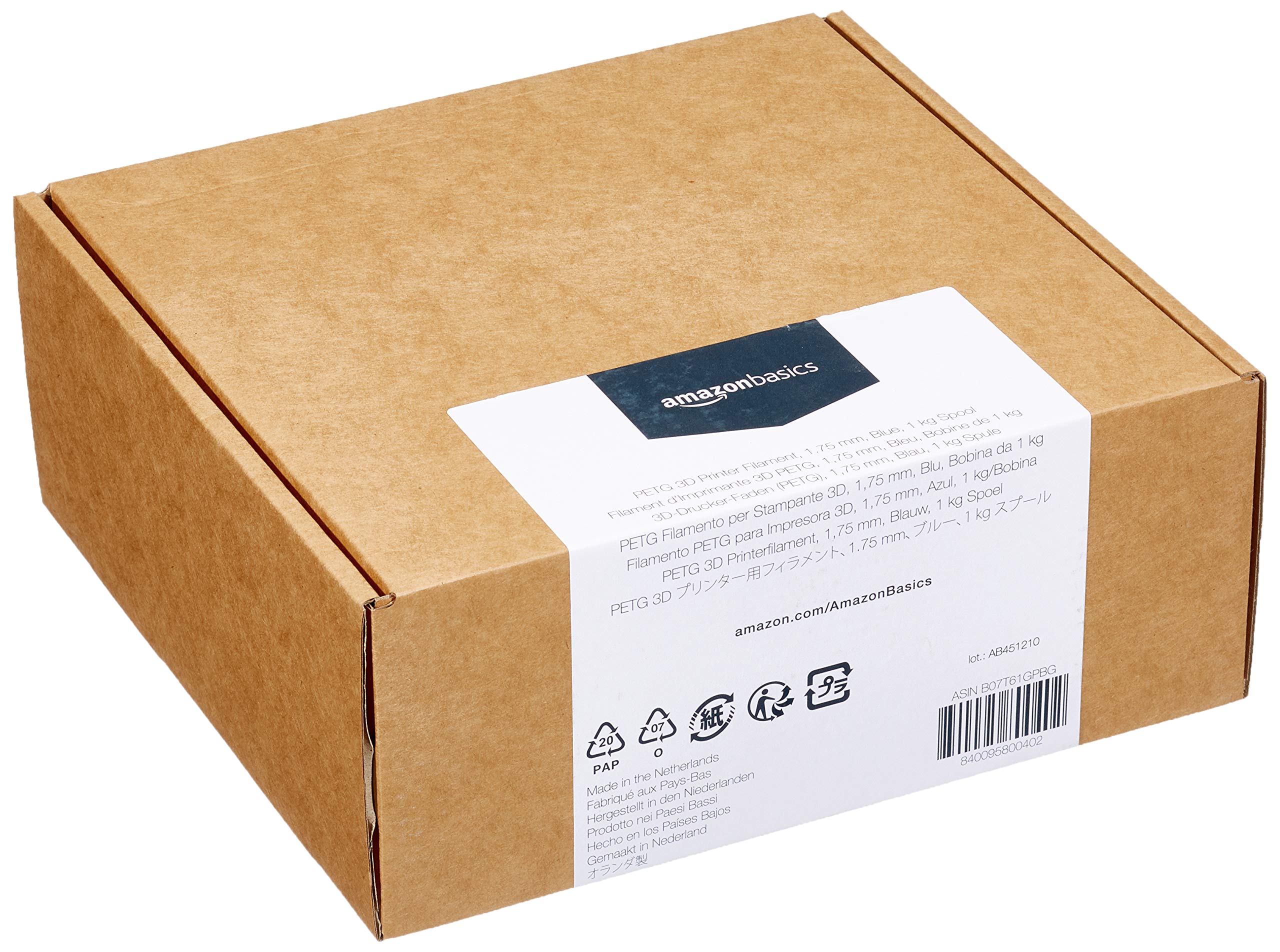 Amazon Basics Filamento per stampanti 3D, in PETG, 1.75 mm, blu, 1 kg per bobina