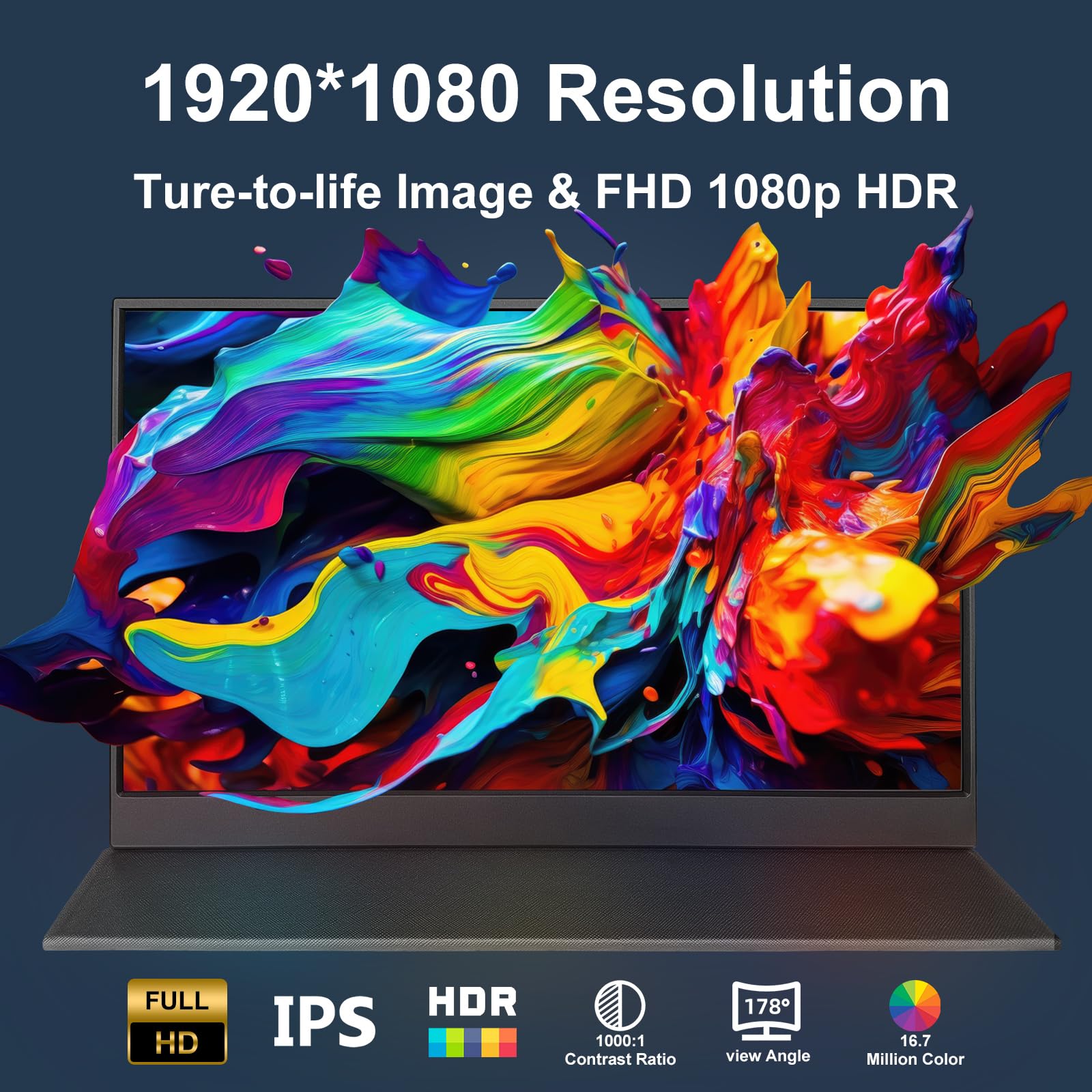 15.6 pollici monitor schermo portatile, 100% sRGB 1080P USB-C HDMI secondo schermo per laptop, PC, telefono, PS, Xbox, Swich, IPS Ultra Sottile Full HD Monitor di schermo aggiuntivo per