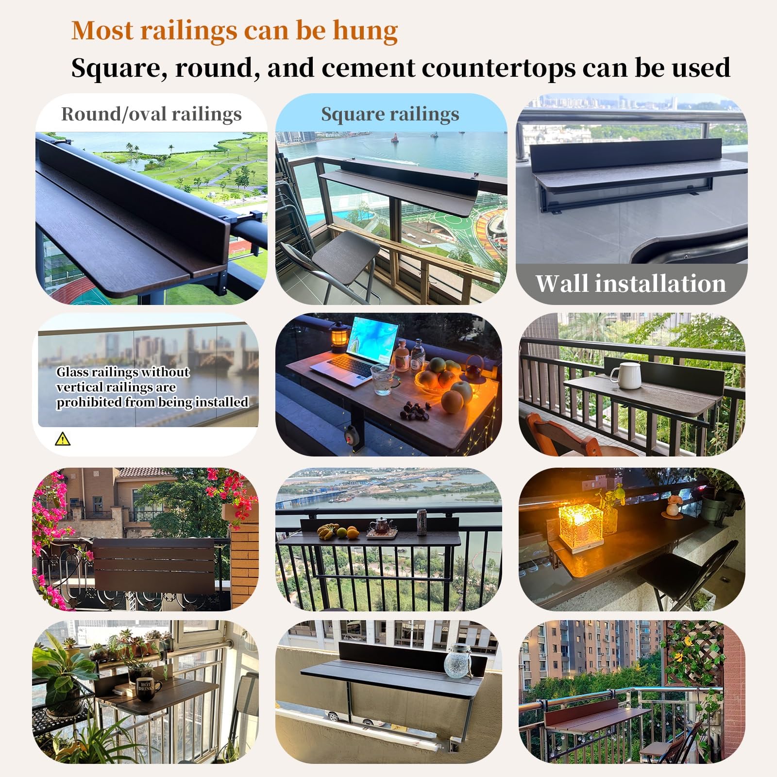 Tavolo pieghevole da balcone, forte capacità portante, impermeabile e resistente alle alte temperature, perfetto per patio, studio, tè e barbecue