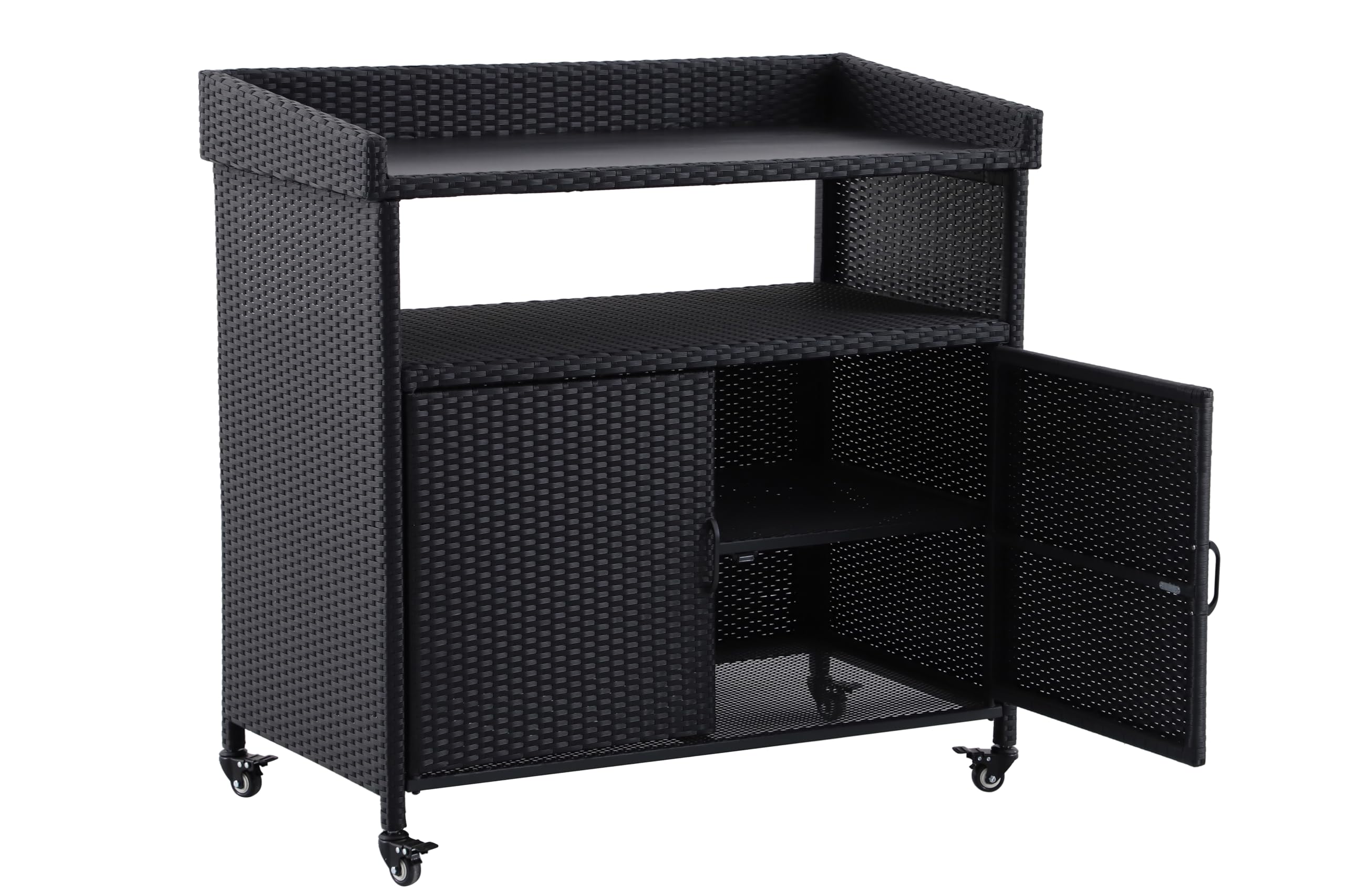 METRO Professional Estación de Servicio Balsario, Aluminio/PE ratán, 112 x 56 cm, Negro
