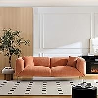 Vista 12 de Sofá moderno de 82 pulgadas, sofá de 3 plazas, sofás Boucle de lujo, sofás minimalistas tapizados con patas de metal, sofás curvados con asiento