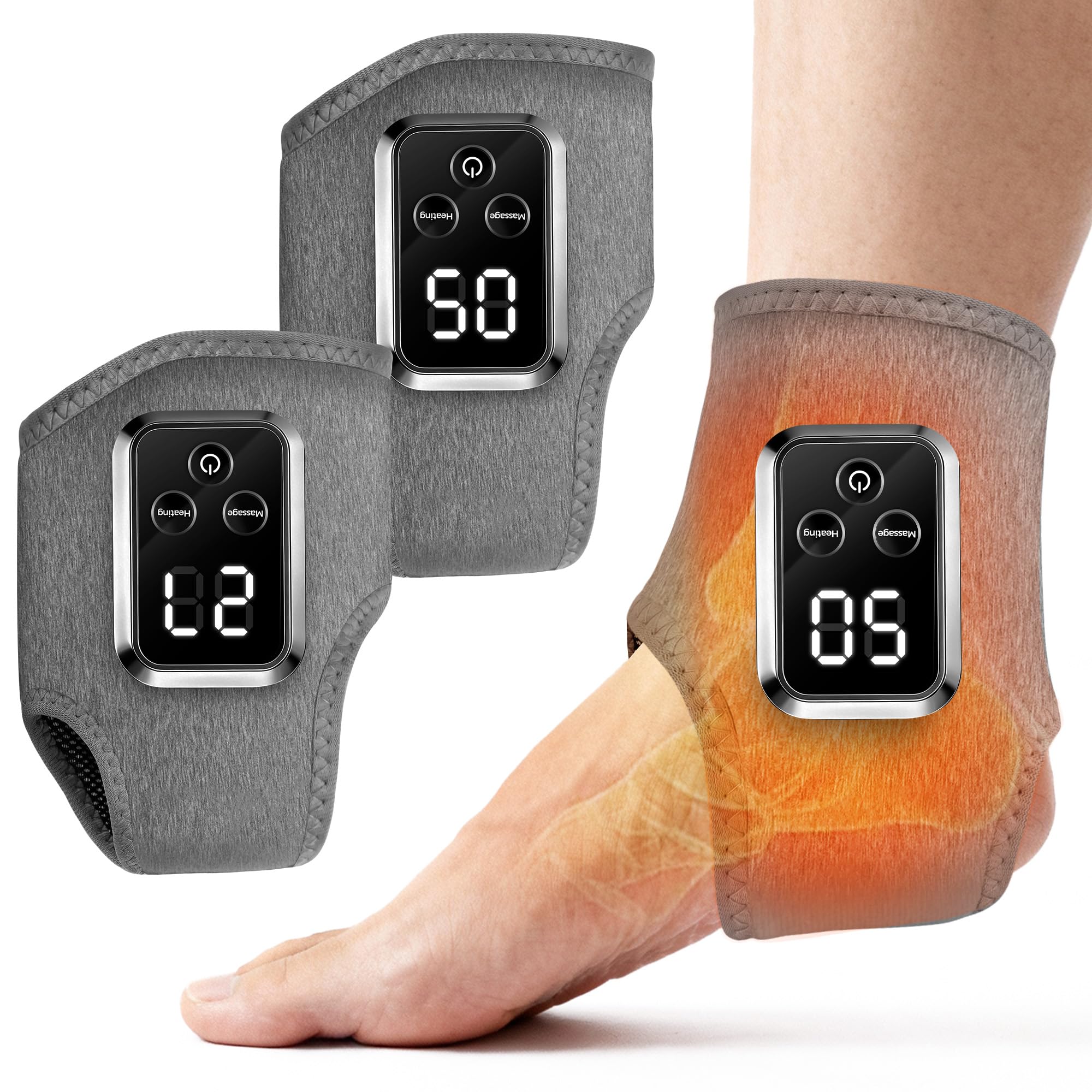 YAZHI Foot Massager 2-in-1 Warming Wrap Relax Renew Foot Ankle Massager with 3 Modes 4 Heat Levels Portable