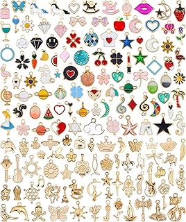 160Pcs Charms for Jewelry Making, Wholesale Bulk Lots Assorted Gold-Plated Enamel Charms for Necklace Bracelet Earring Jewelry Making and Crafting