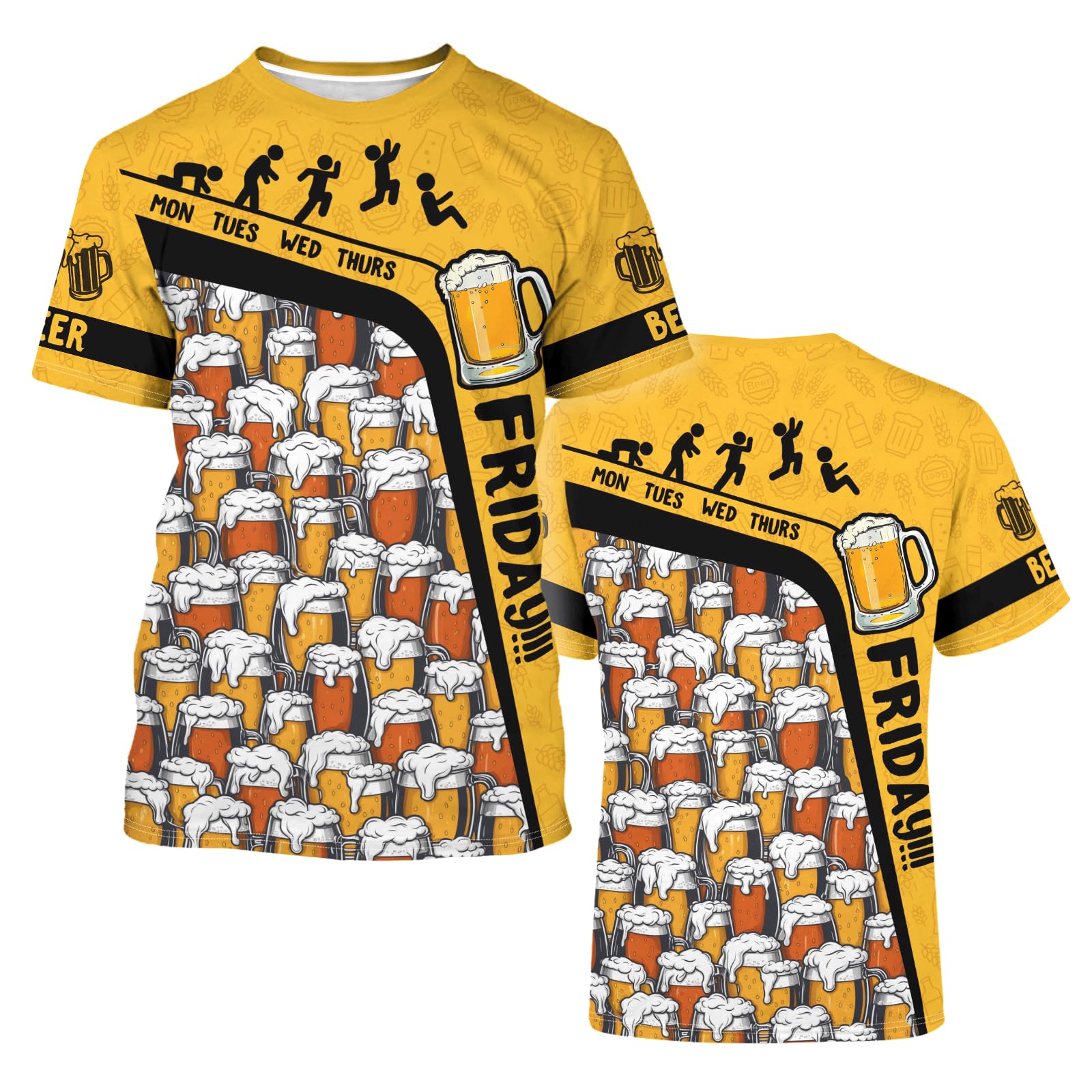 DFZ Oktoberfest Bierhemd Neuheit Tee Lustig Kurzarm 3D Gedruckt Casual Urlaub T-Shirt für Männer Frauen