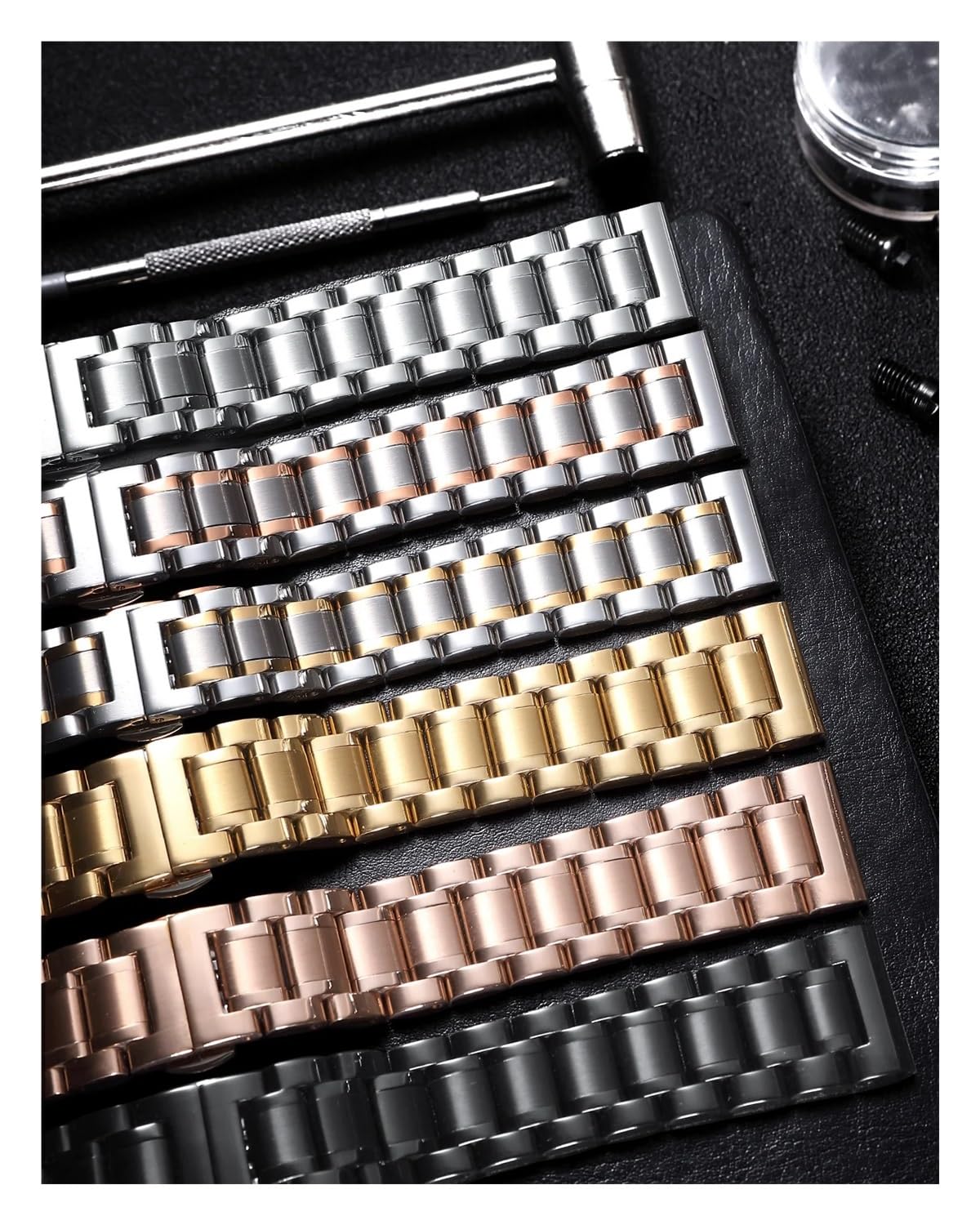 Paski do zegarków ze stali nierdzewnej 12mm-22mm metalowy pasek do zegarka SmartWatch proste i zakrzywione końcówki mężczyźni kobiety