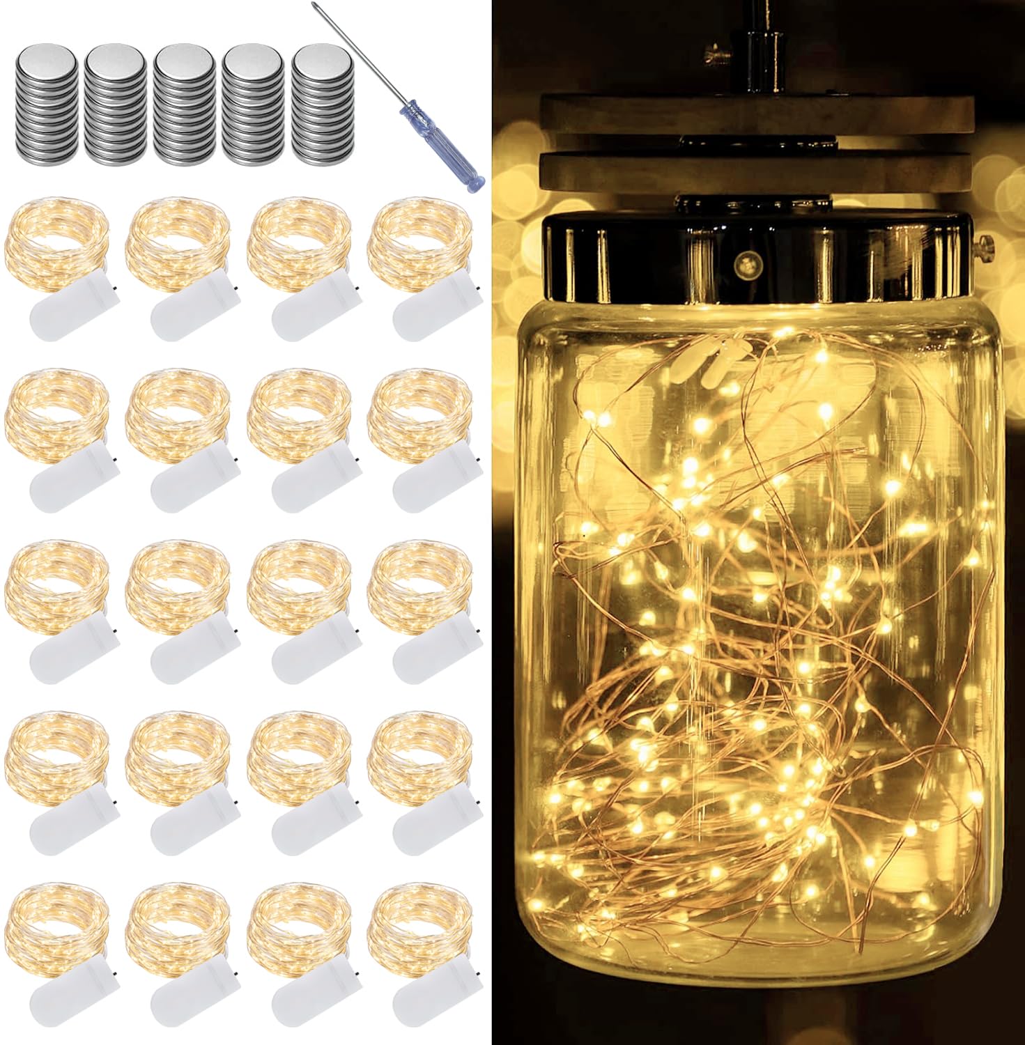 LAMPHOME 20 Pack 7Ft 20LED Fairy Lights
