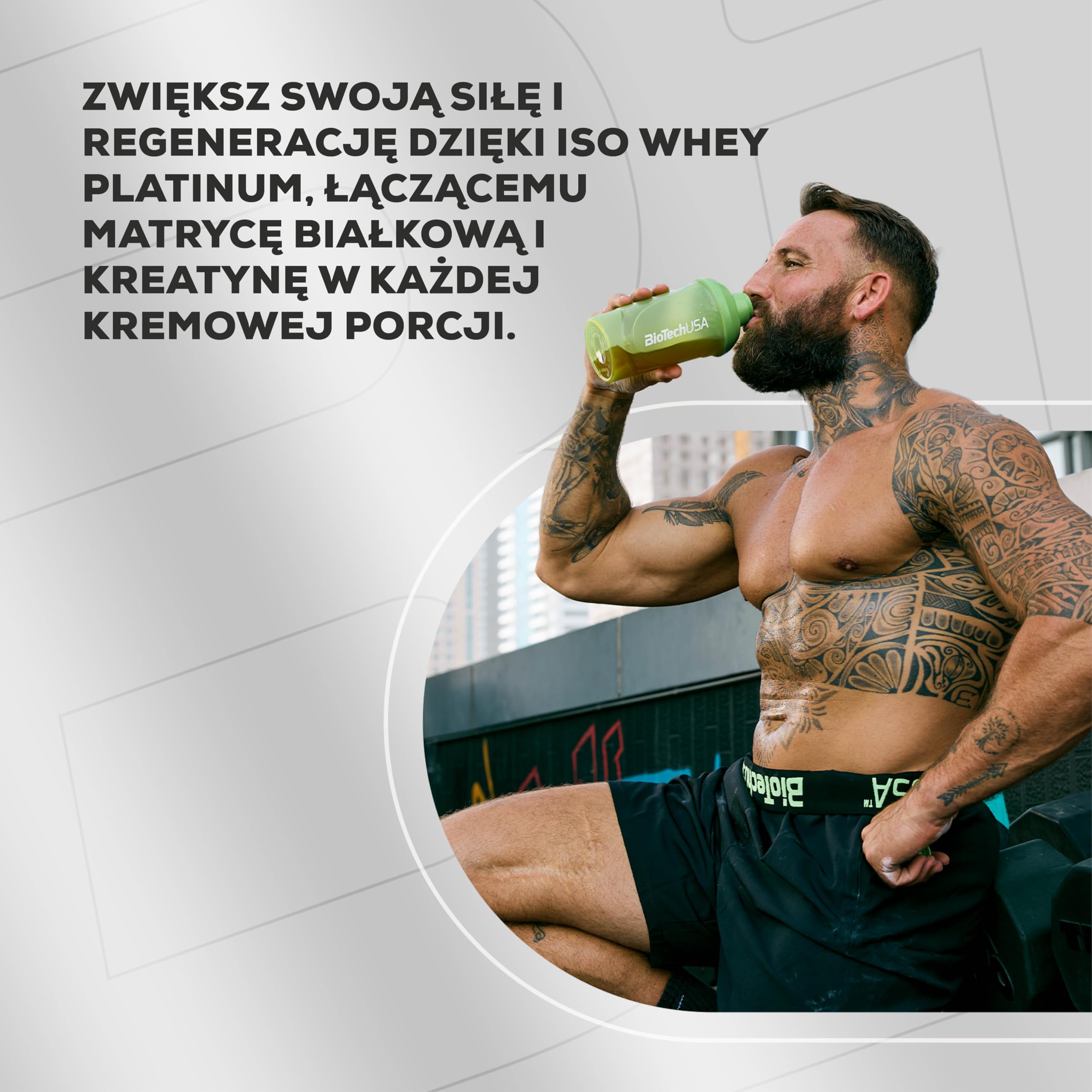 BioTechUSA Iso Whey Platinum | Izolat i koncentrat białka serwatkowego w proszku | 3 g kreatyny w porcji | Zawiera cynk i witaminę B3 | 1816 g, Kokos-Mango