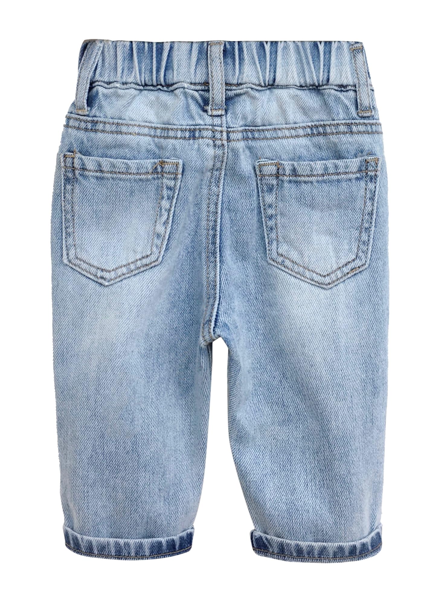 KIDSCOOL SPACE Jean pour bébé, Pantalon en Denim déchiré à Taille élastique avec Anneau en D