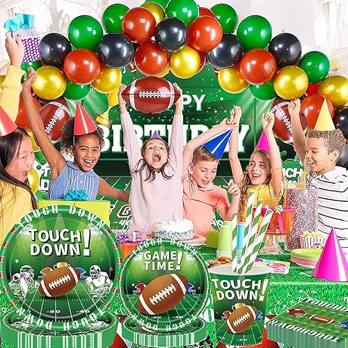 Miniatura 5 de Decoraciones para fiestas de fútbol juego de vajilla temática de superbowl de 50 piezas incluye 10 vasos papre 20 platos y 20 servilletas perfecto