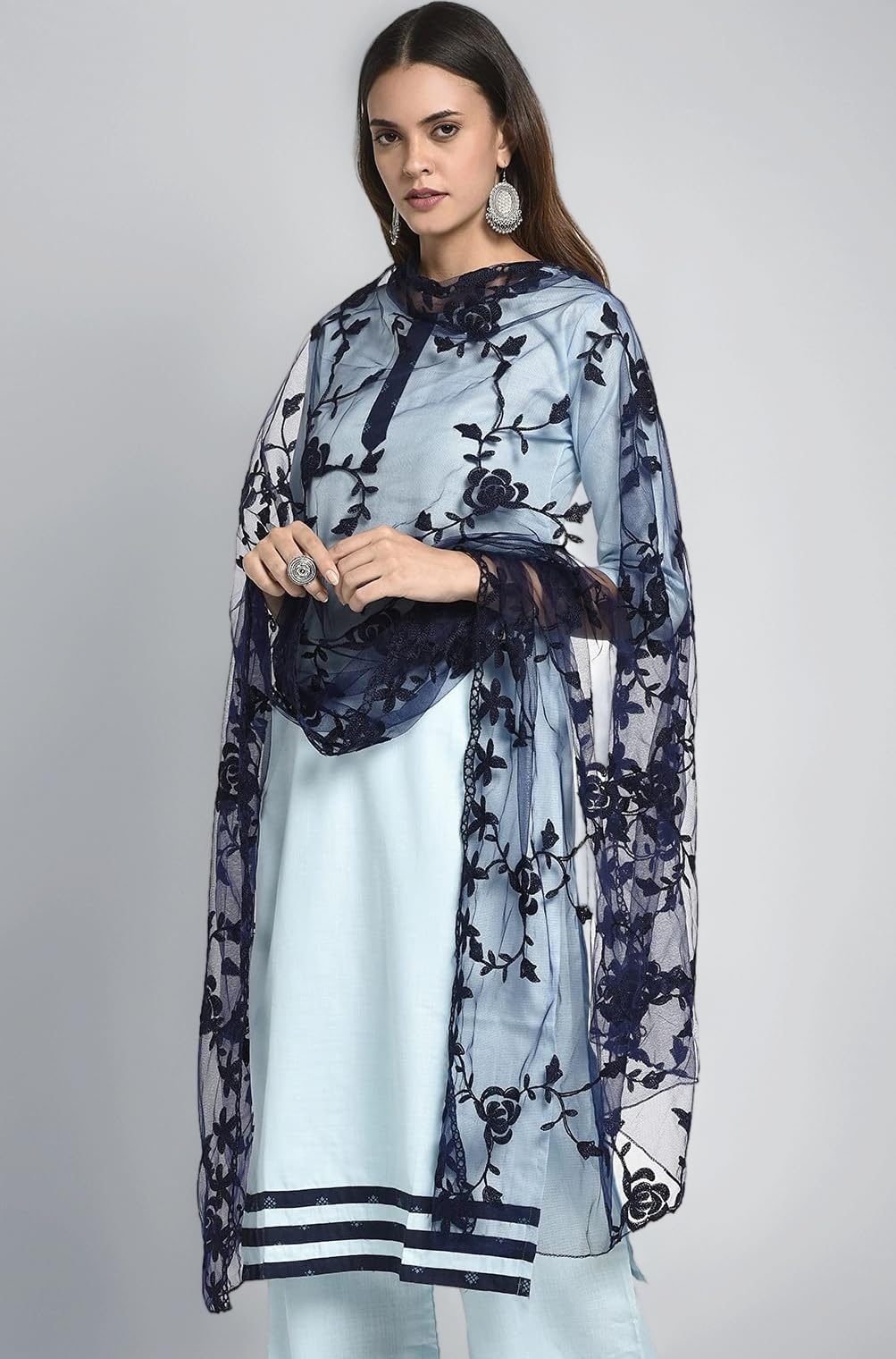 HARI MADHAV DESIGN Women's Nylon Net Embroidered Dupatta