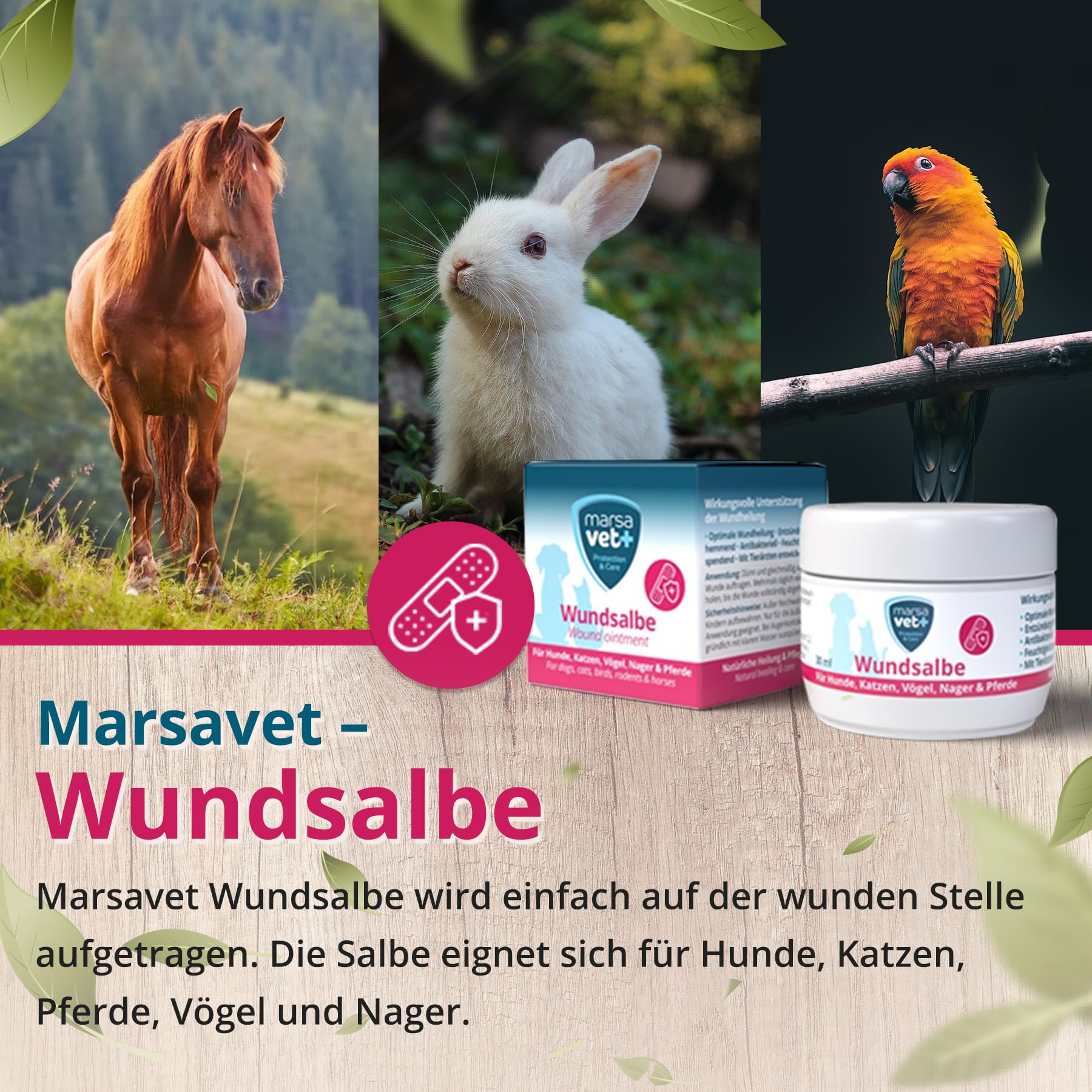 Marsavet + Pommade Cicatrisante 30 ml pour Chiens Chats Oiseaux Rongeurs Chevaux