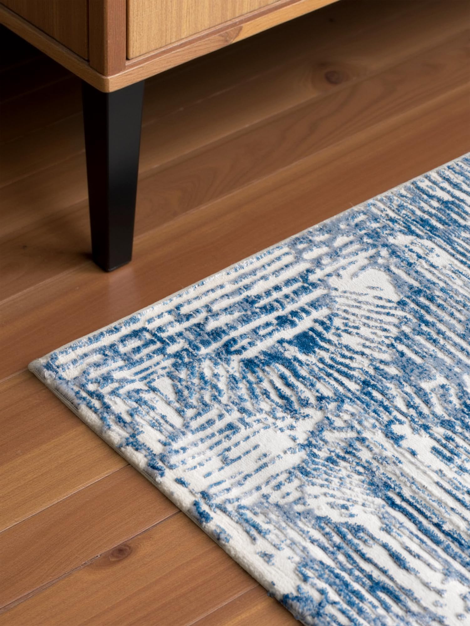 Mazovia Grand Tapis Salon 250x350cm Bleu Géométrique Hampton Motif 3D | Tapis pour Chambre Bureau Salle à Manger Anti-Allergène Chauffage au Sol Facile D'entretien Adapté aux Animaux Poils Courts