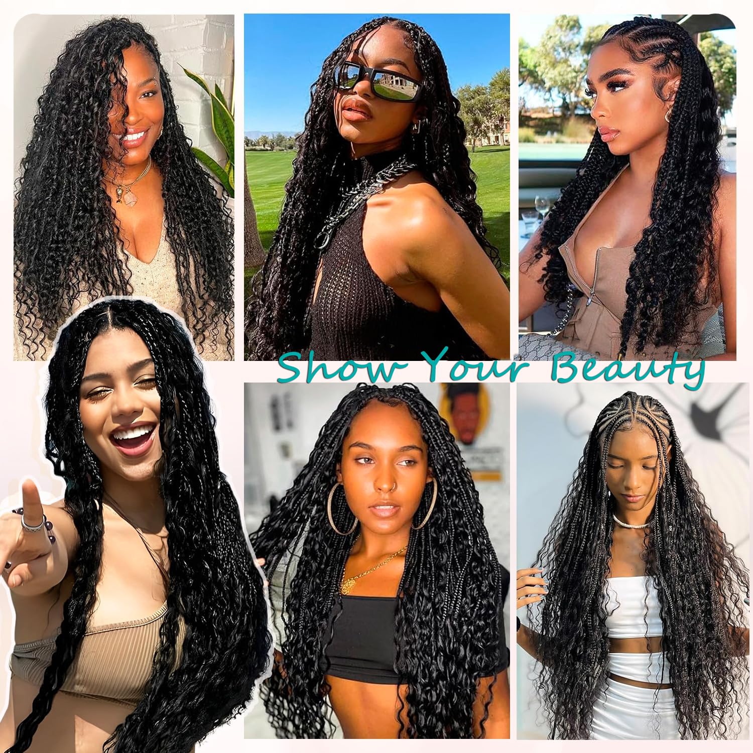 Human Braiding Hair for Boho Braids 110g 20 Inch Deep Water Wave Bulk Human Boho Hair for Braiding No Weft 12A Wet and Wavy Curly Human Hair Extensions 2 Bundles/Pack Natural Color