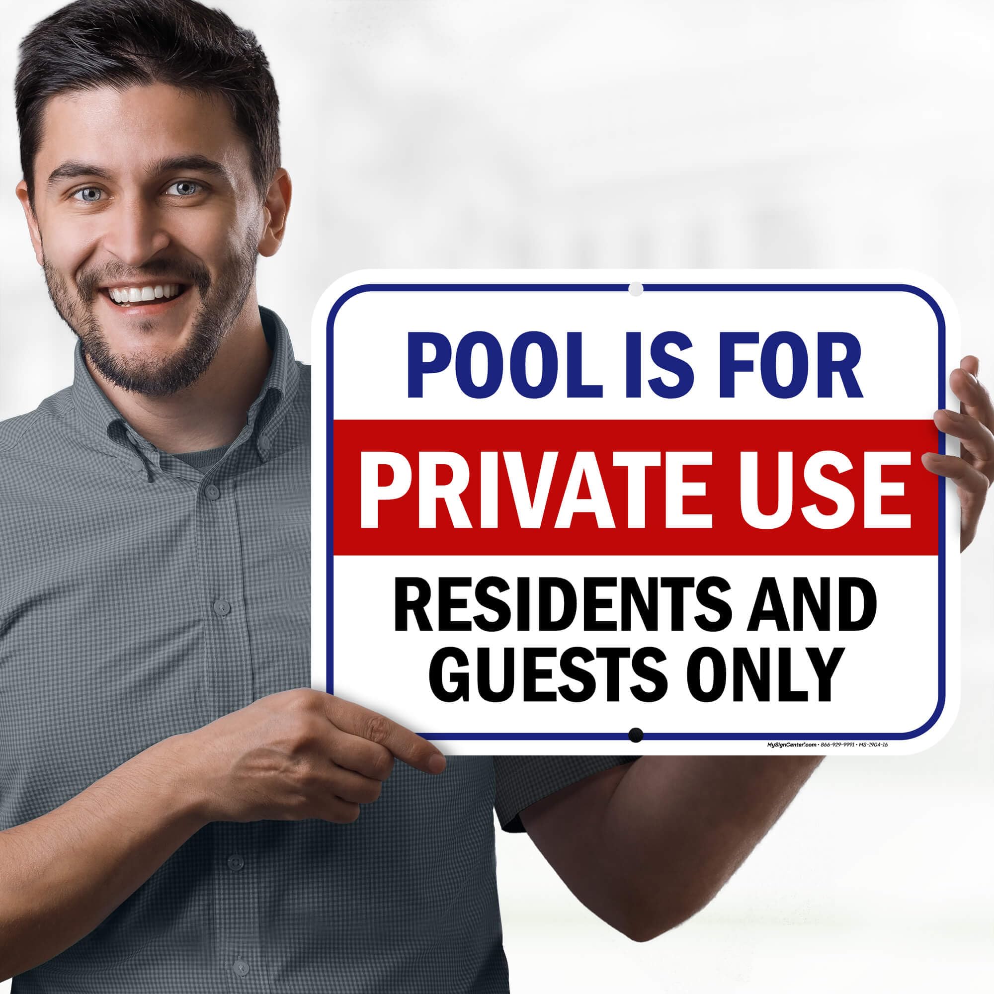 Pool Is For Private Use Residents And Guests Only Sign, 12x16 Inches, Rust Free DiBound, Fade Resistant, Made in USA by My Sign Center