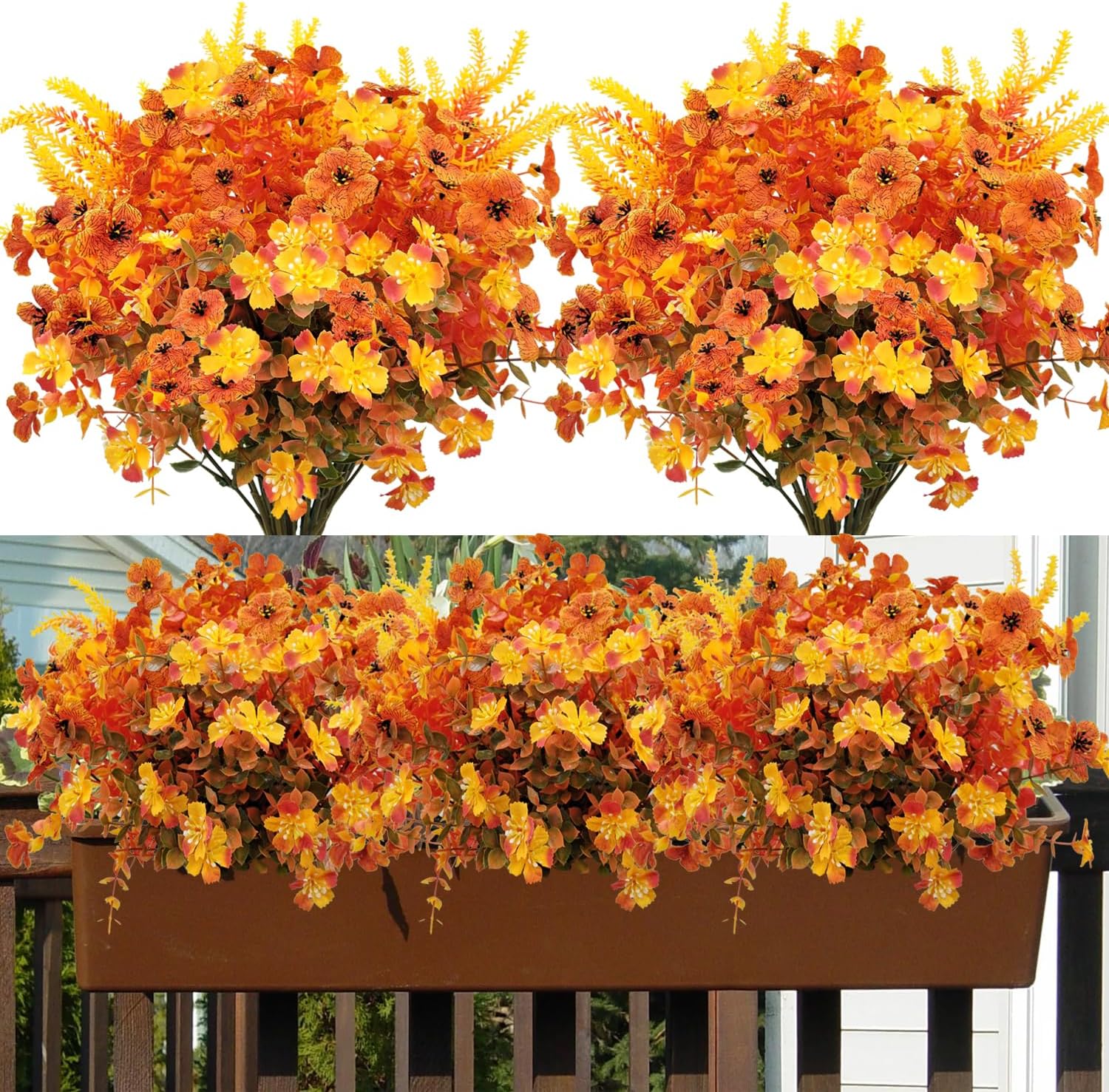 10 Bundles Artificial Mums for Outdoors Fake Fall Flowers Silk Flowers Plastic Plants UV Resistant No Fade for Outside Porch Garden Pots Planters Autumn Fall Decor (Fall)