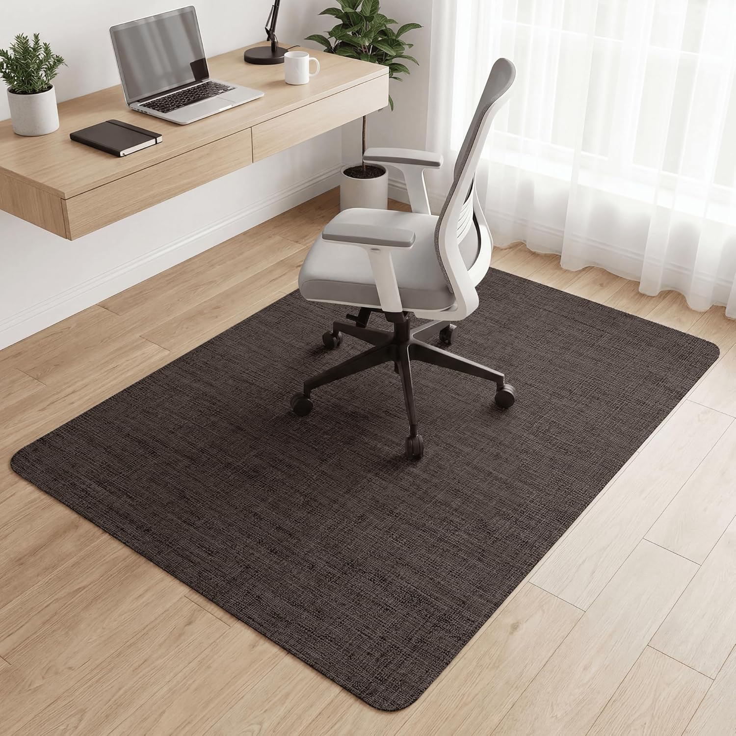Carvapet Office Chair Mat for Hardwood Floor, 36x48 Inch Heavy Duty Floor Protector, Non Slip Desk Chair Mat for Rolling Computer Gaming Chairs, Easy to Clean Dark Brown