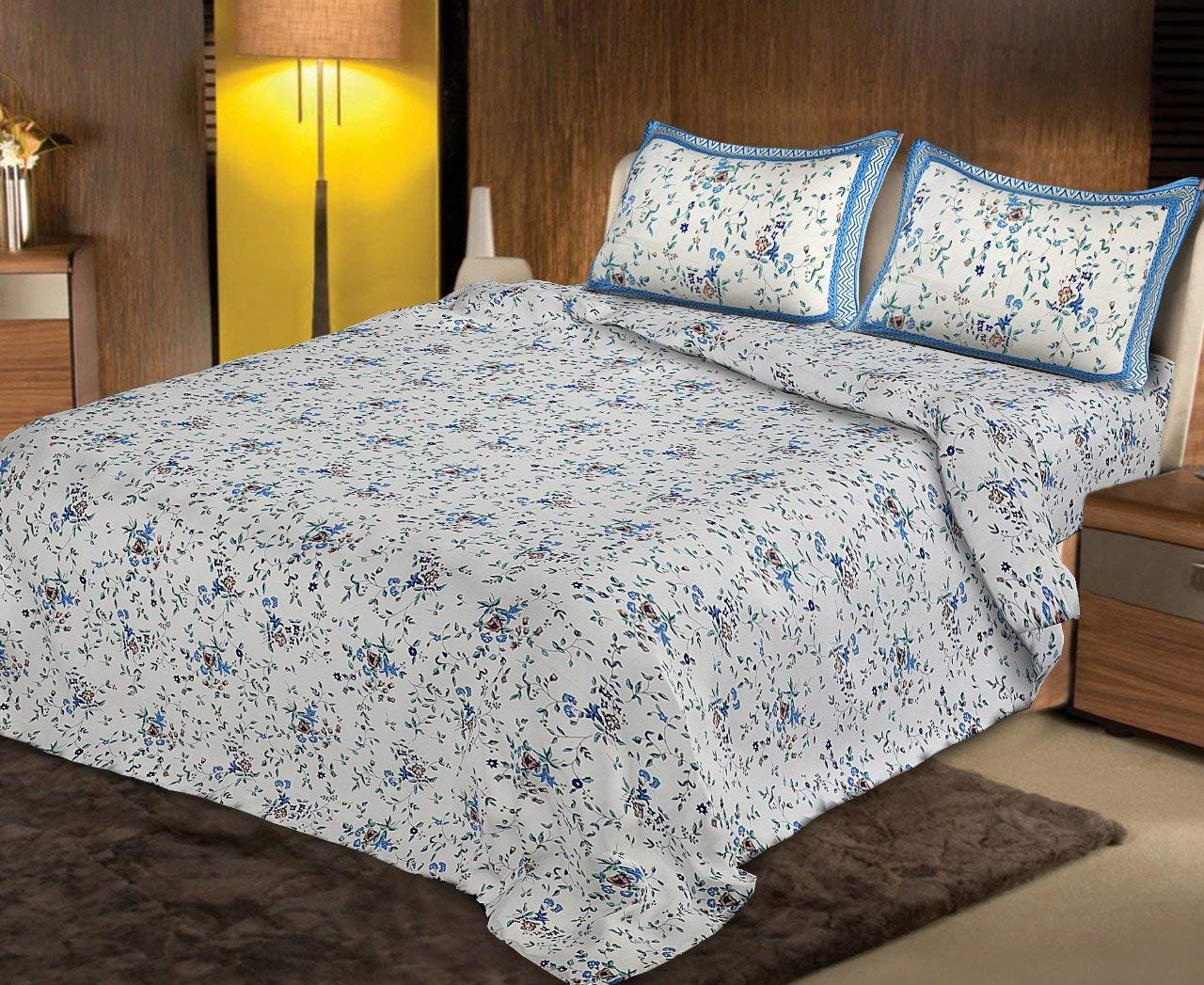 Kraftidy bedsheets for Double Bed Cotton bedsheet with 2 Pillow Covers