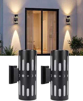 Solar Wall Lights Outdoor, 2-Pack Dusk-to-Dawn Waterproof Sconces for Garage, Fence, Patio, Porch, Yard