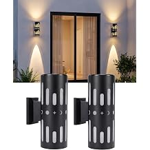 Solar wall Lights Outdoor, 2-Pack Dusk-to-Dawn Solar sconces, IP65 Waterproof up and Down Lights Outdoor for Garage, Fence, Patio, Porch, Yard