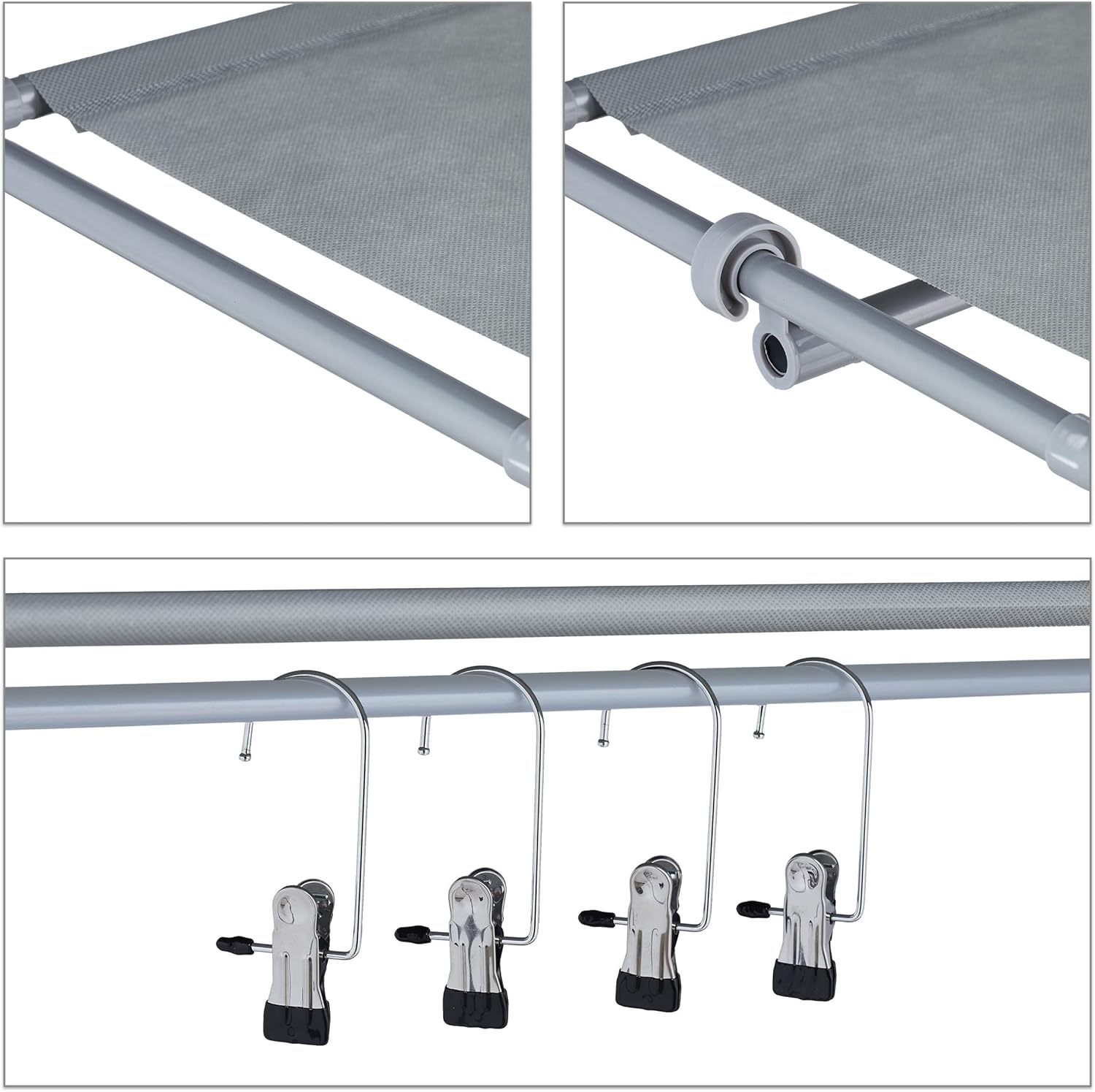 Relaxdays Shoe Rack with Boot Compartment, 16 Pairs of Shoes, 4 Levels, 4 Boot Clips, Hallway Shoe Rack, Grey