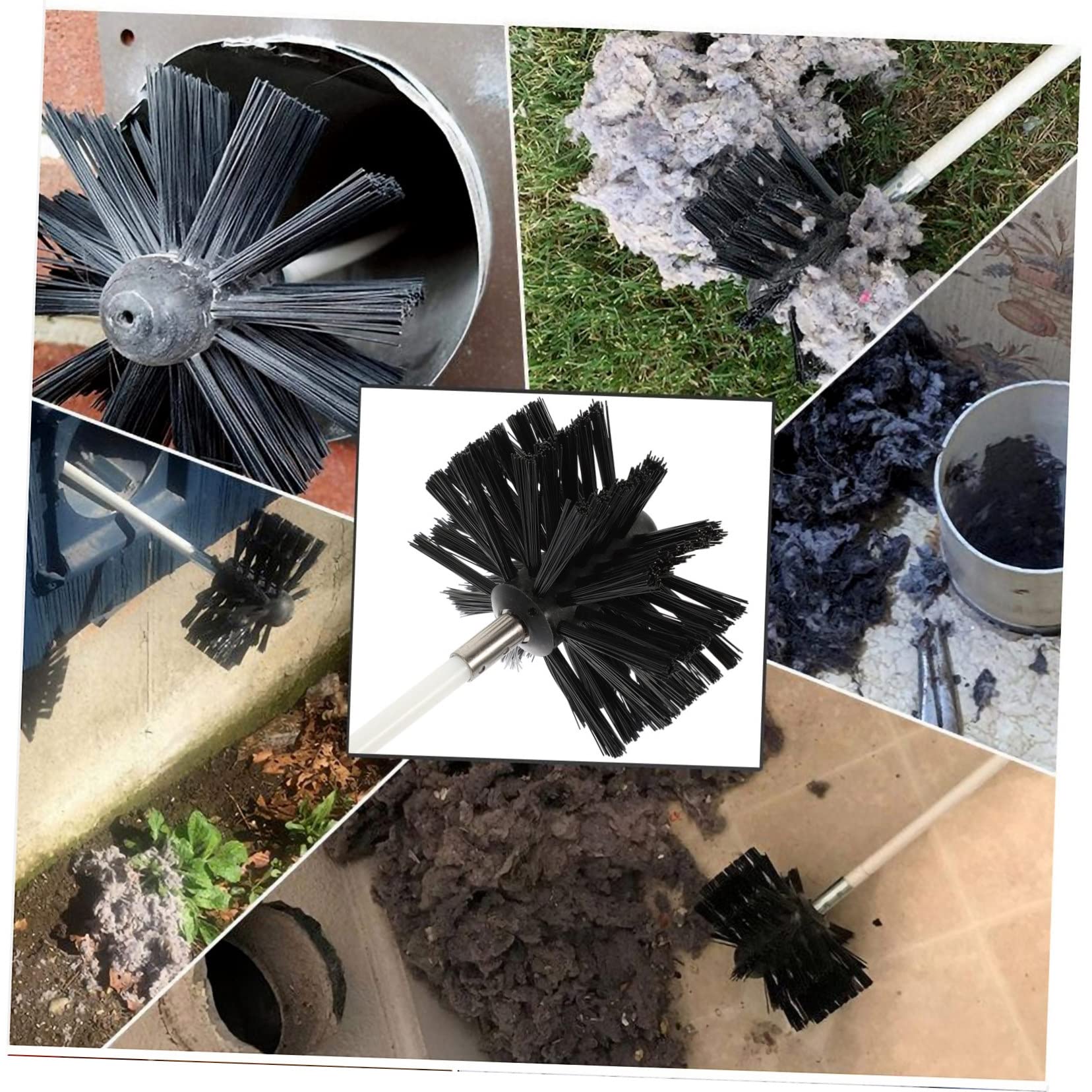 VALICLUD Spazzole Pulizia Canna Fumaria e Dryer Vent Kit Aste Resistenti con Punta Nylon per Tubi e Cucina Casa