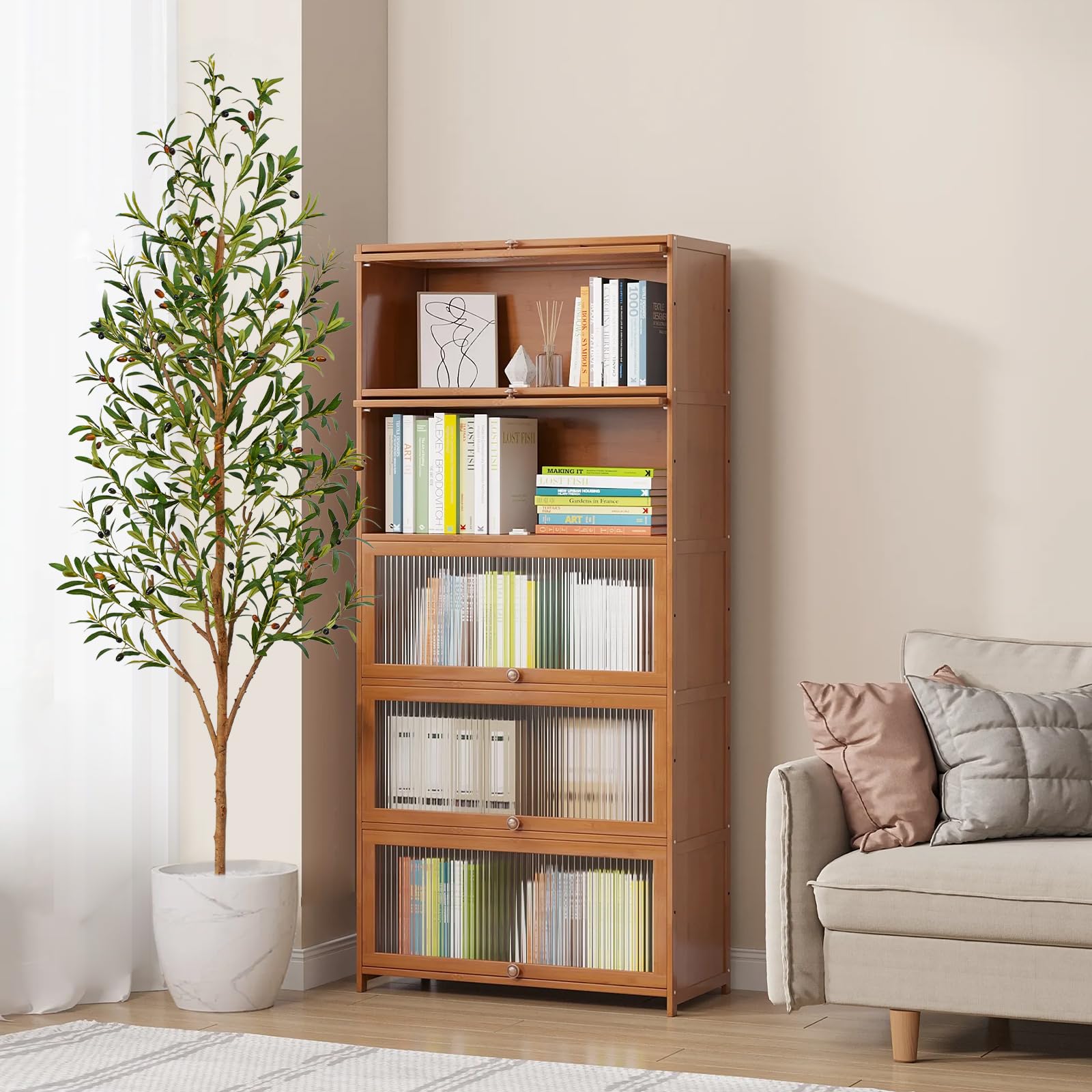 Olivo Pianta Artificiale 210cm alta con Tronchi Natural, Piante Finte da Interno Grandi Ha 756 Foglie e 54 Frutti, Albero Artificiale Interni Per Soggiorno Ufficio Giardino Dec