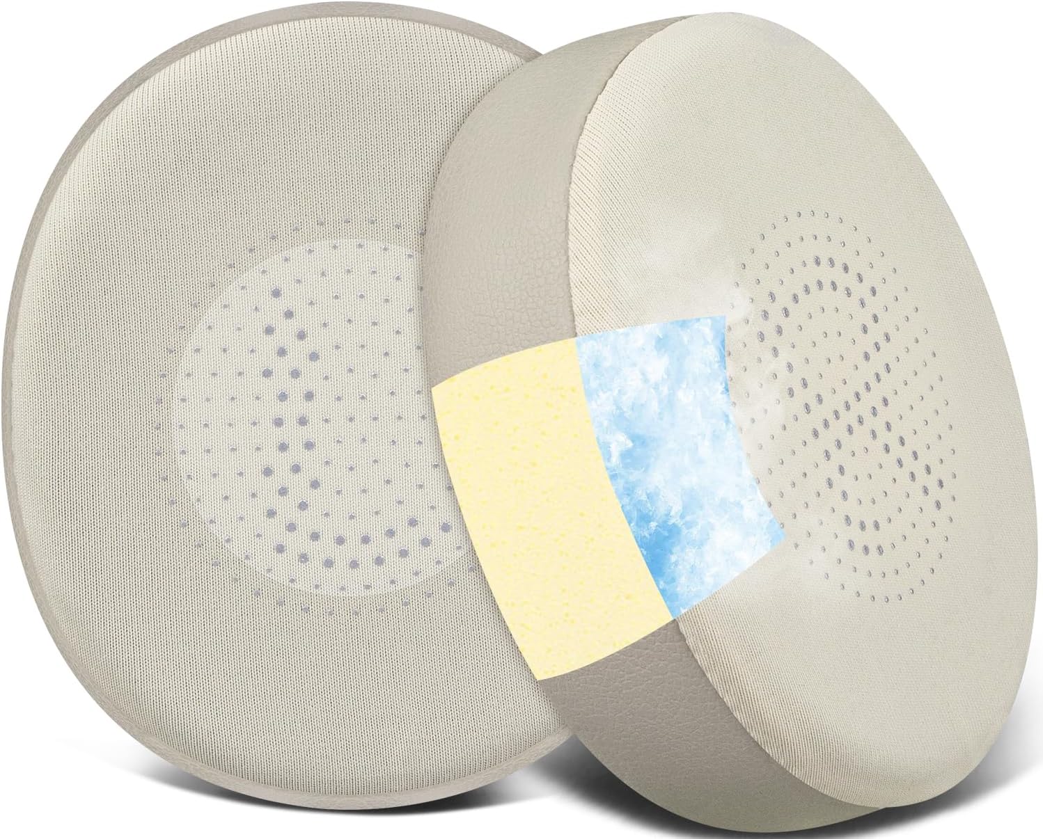 SOULWITCooling Gel Earpads Replacement for Jabra Evolve2 65 (Evolve 2 65MS 65UC MS UC)/Evolve2 40 (40UC 40MS USB)/Elite 45h On-Ear Wireless Headset, Ear Pads Cushions with Ice Silk Fabric - Gold