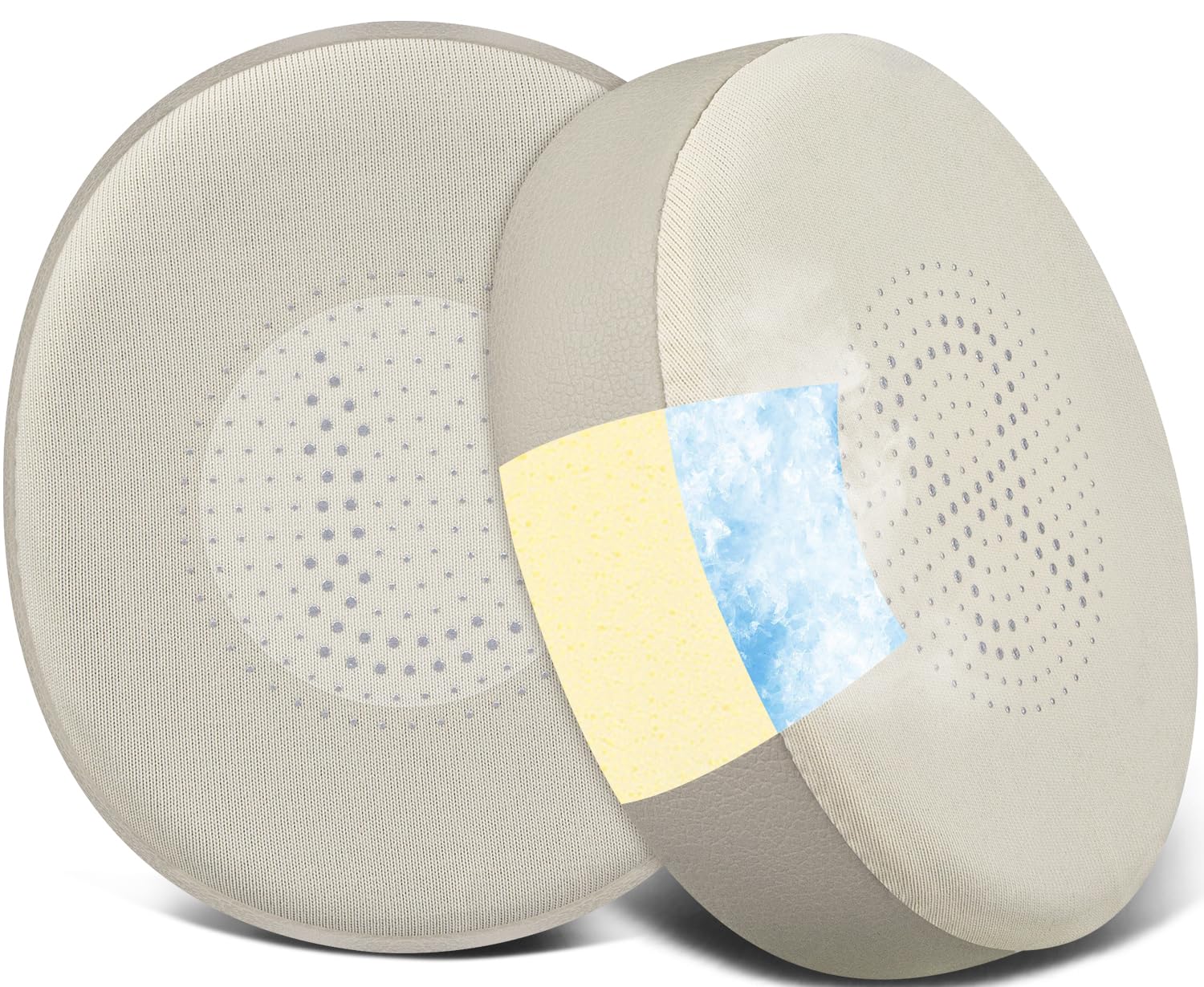 SOULWITCooling Gel Earpads Replacement for Jabra Evolve2 65 (Evolve 2 65MS 65UC MS UC)/Evolve2 40 (40UC 40MS USB)/Elite 45h On-Ear Wireless Headset, Ear Pads Cushions with Ice Silk Fabric - Gold