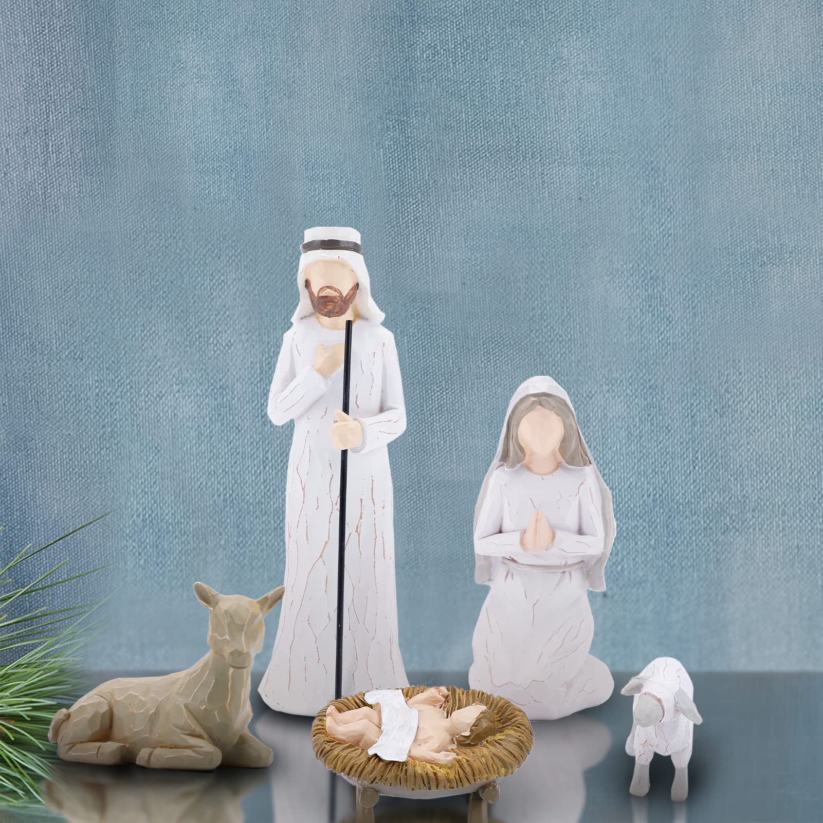 CHUANGLI Weihnachtskrippe Set - 8-teilige Krippenfiguren Aus Harz