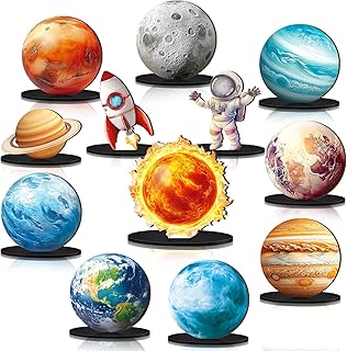 12 Pcs Space Table Decorations Outer Space Centerpieces for Tables Decorations Solar System Planet Birthday Party Supplies for Two The Moon Themed Birthday Party Home