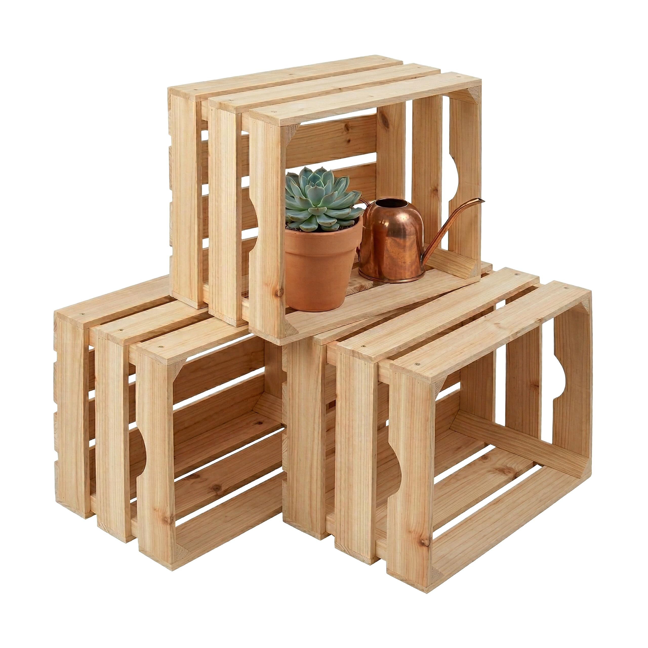 Relaxdays Set di 3 cassette in legno vintage, 25x40x30 cm, naturale | contenitori per frutta, decorazione