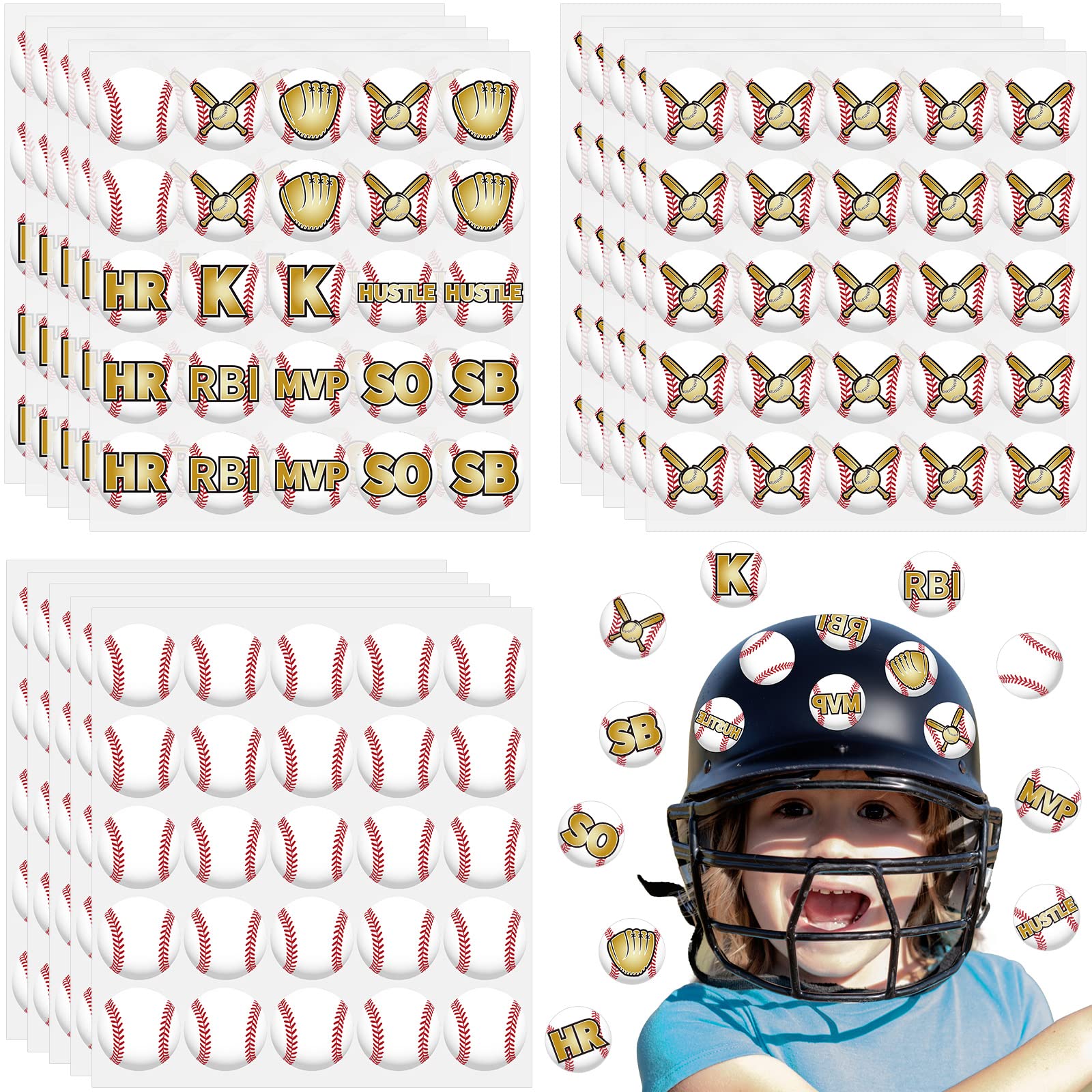 375 Pcs Softball Helmet Decals Award Self Adhesive Baseball Helmet Stickers Softball Baseball Decals Accessories for Girls Boys Women Men