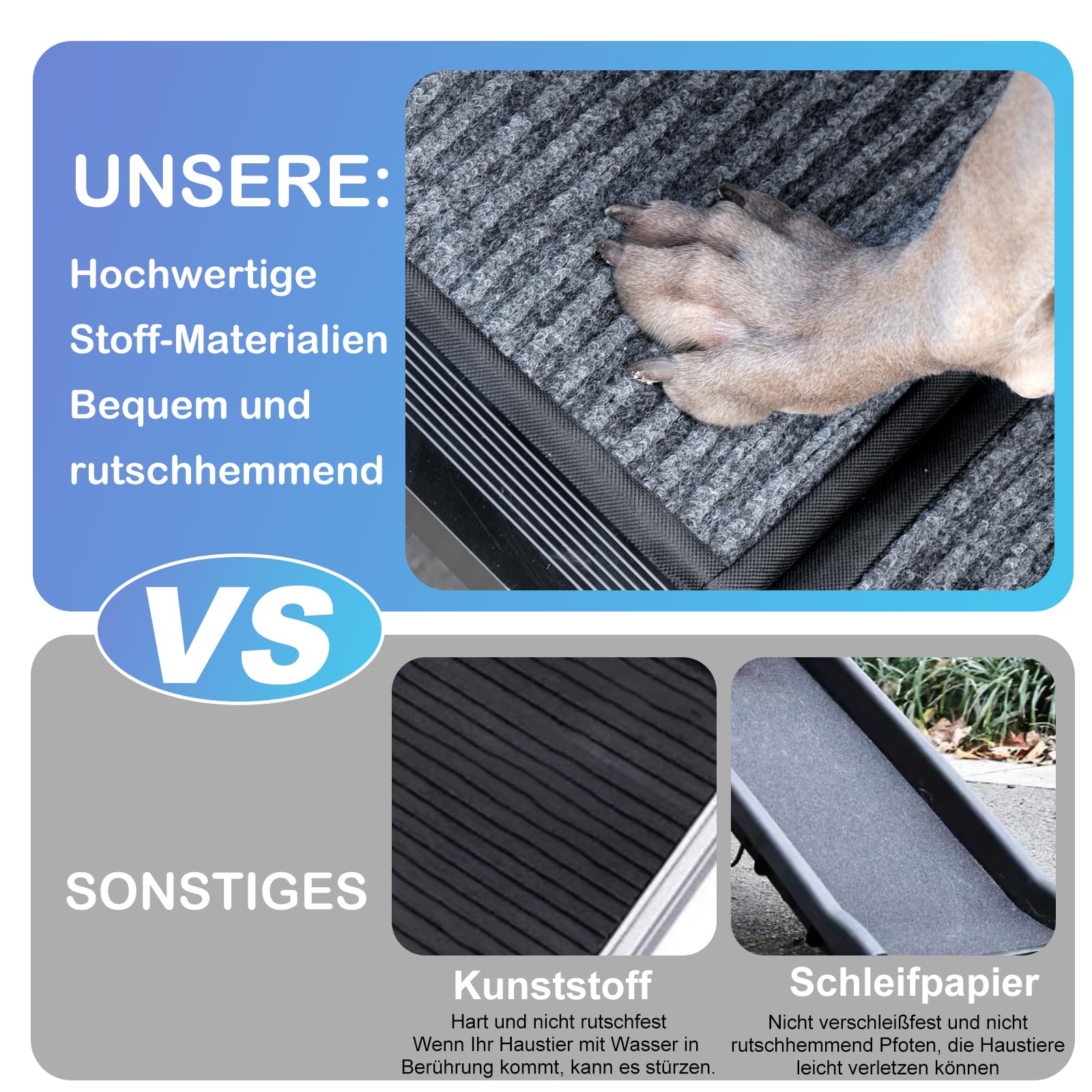 Uross Escalera para perros para coche 160 cm - Escalera plegable para perros para coche y SUV, escalera para perros de aluminio para perros grandes, escalera extensible para perros para camiones, cama