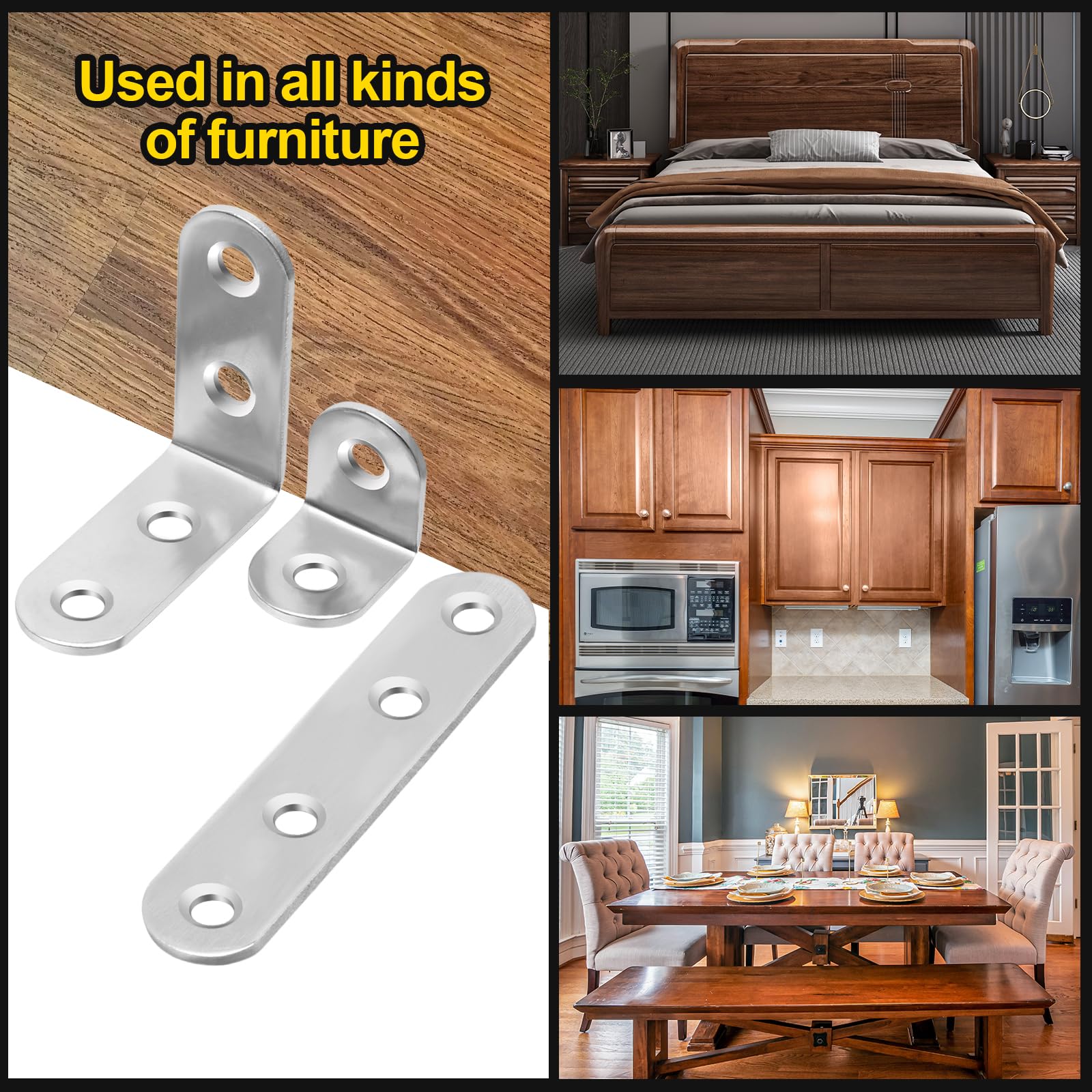 Staffe Angolari In Acciaio Inox - 30 Pezzi Con Viti - Per Mobili, Scaffali, Armadi - 3 Misure Diverse - Foto 10