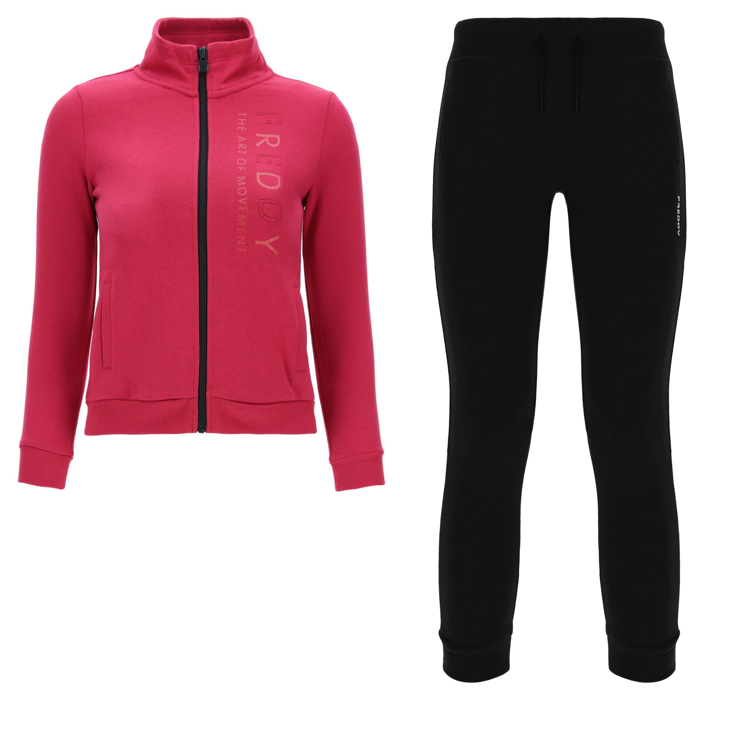 FREDDY Tuta Regular con Zip in Felpa Brushed e Stampa Frontale