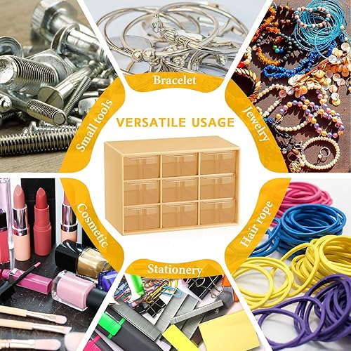 Miniatura 7 de Wenqik Organizador de 2 cajones pequeños con 9 cajones, caja de herramientas para profesores, mini organizador de cajones con cajones transparentes,