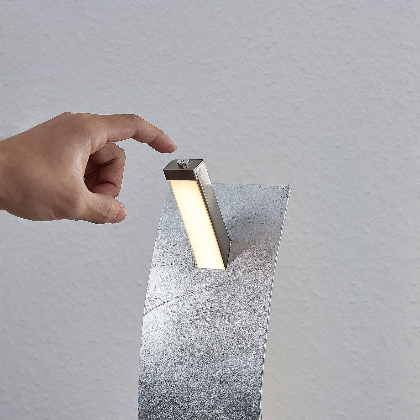 Lucande Tischlampe/Tischleuchte dimmbar, Nachttischlampe Silber 1x 10W gesamt Designerleuchte Wohnzimmer Schlafzimmer