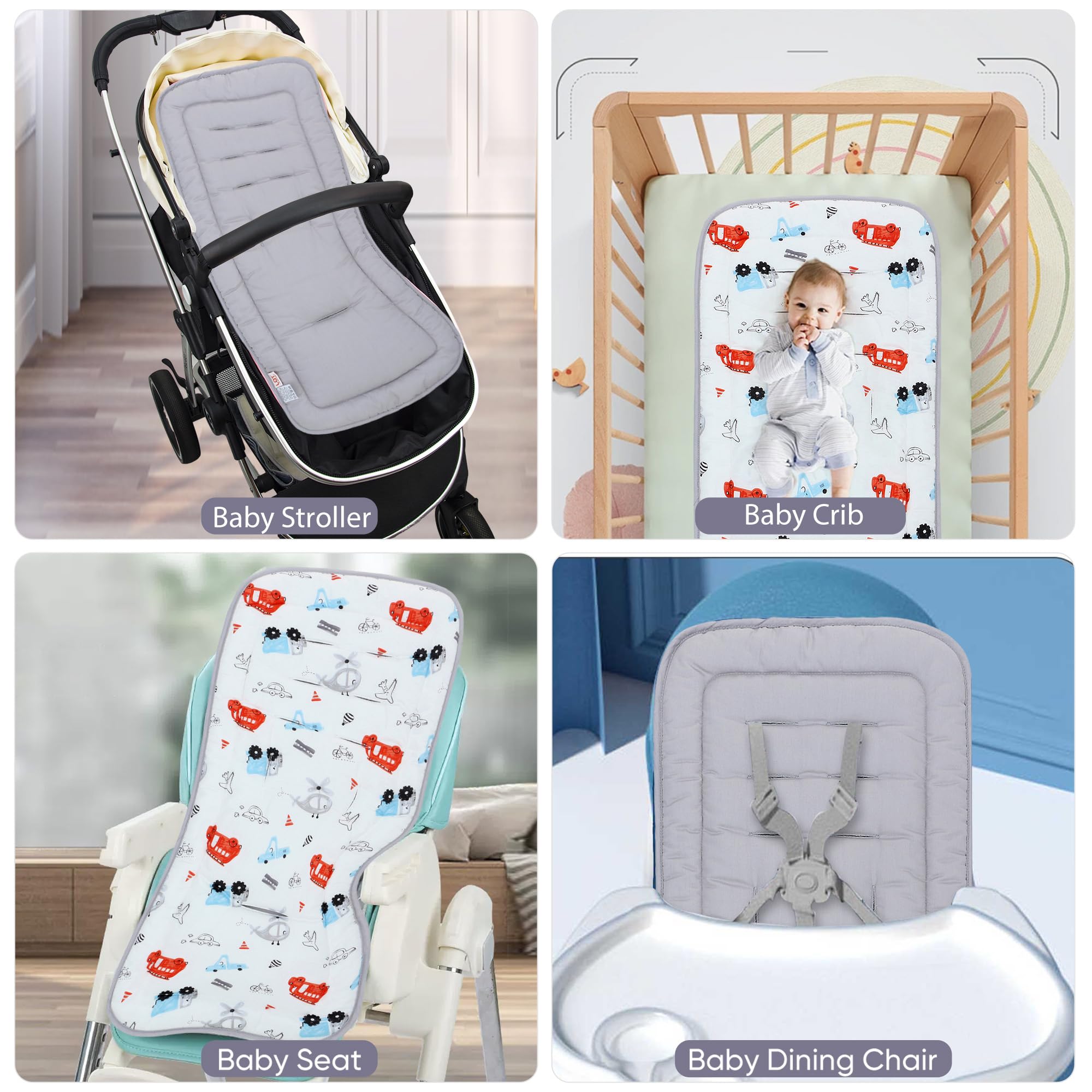 LAT Materassino Passeggino Universale, Copriseduta Passeggino Cotone, Copri Passeggino Universale a Doppia Facciata, Copriseduta Passeggino Universale 78x34cm (Auto Giocattolo)