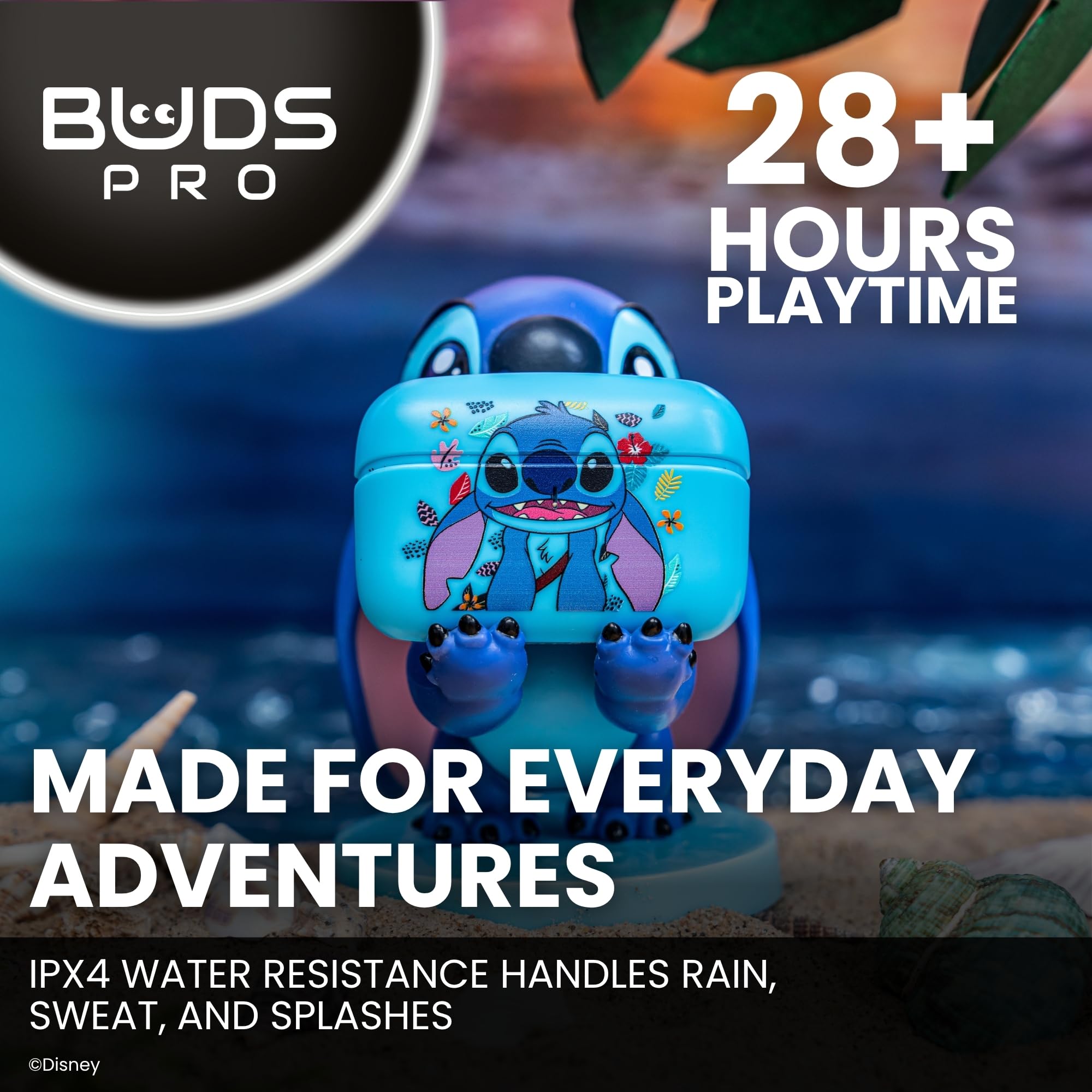 Buds Pro Stitch Auriculares inalambricos Bluetooth y Soporte movil - Cascos inalambricos in ear con microfono, 28+ horas de reproducción, Auriculares cancelacion ruido activa con certificación IPX4