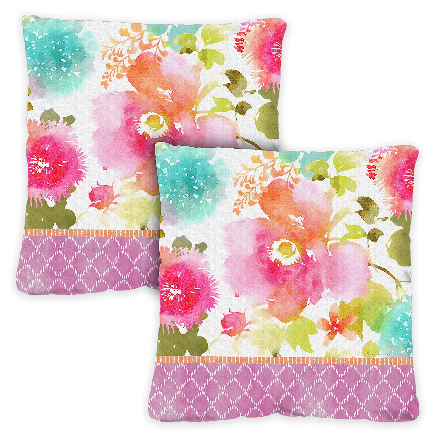 Taies d'oreiller pour extérieur Toland grand format carré motif fleurs aux couleurs vives