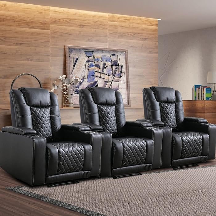 Buy ANJ Power Recliner Chair Set of 3, PU Leather Electric Home Theater