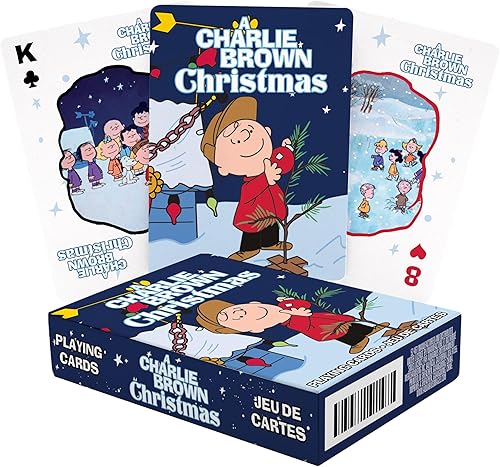 AQUARIUS Peanuts Charlie Brown - Baraja de cartas con temática navideña para tus juegos de cartas favoritos, mercancía y coleccionables con licencia