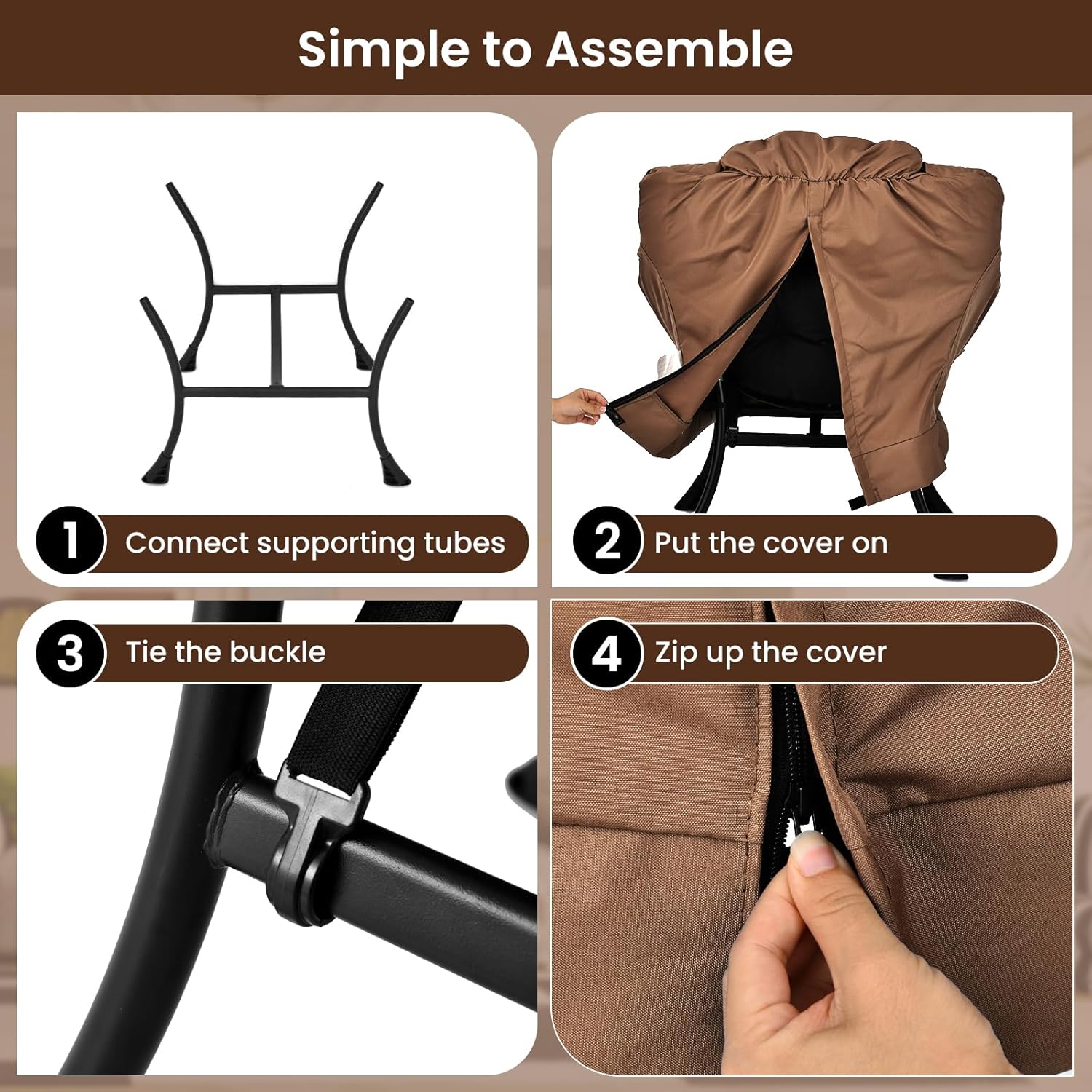 GORELAX Modern Lazy Chair,Upholstered Lounge Accent Chair, Single Leisure Sofa Chair with Armrests & Side Pocket, Comfy Reading Chair for Bedroom, Living Room, Dorm Room (Brown)