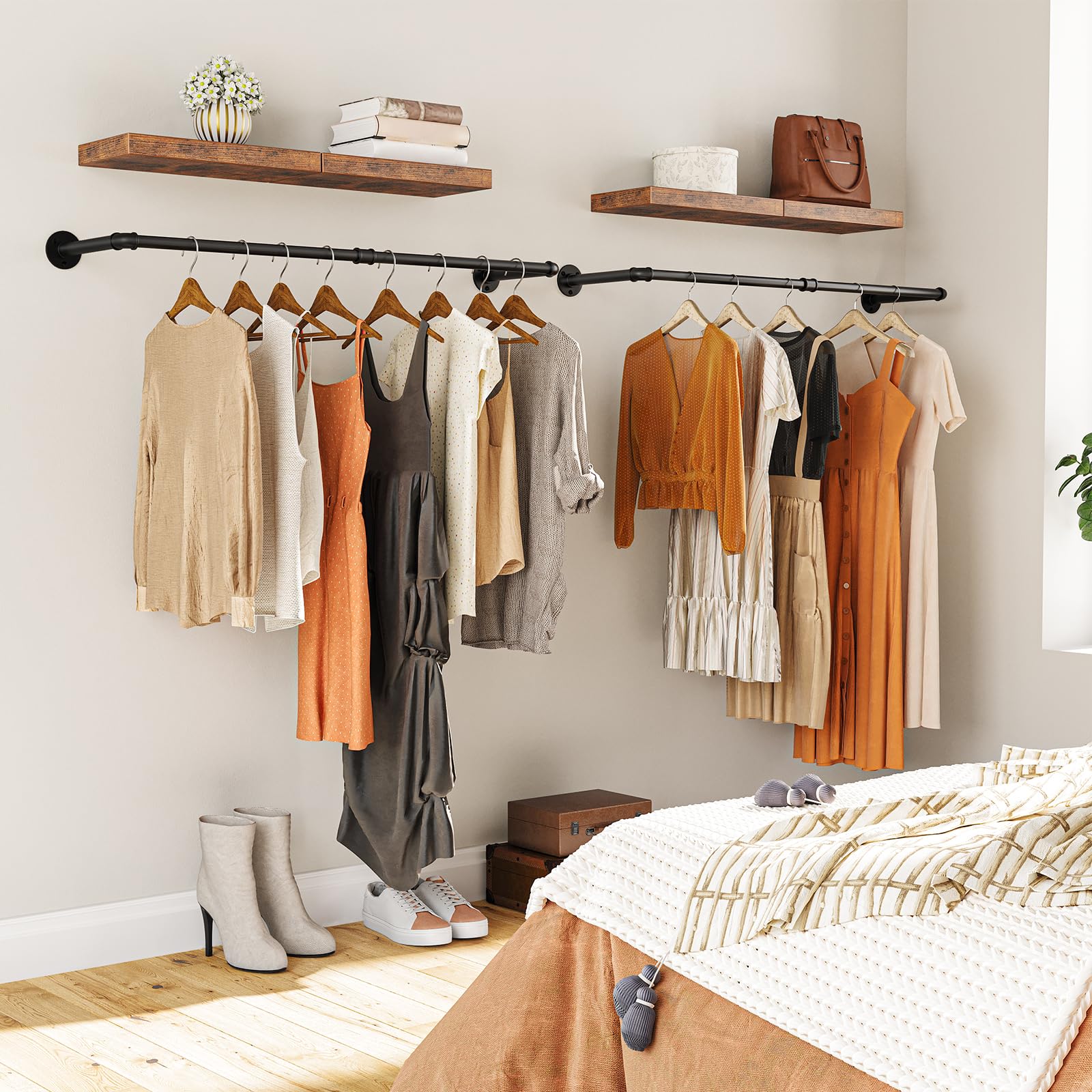 Vintage kleding kledingrek wandmontage kledingrek 2 houten