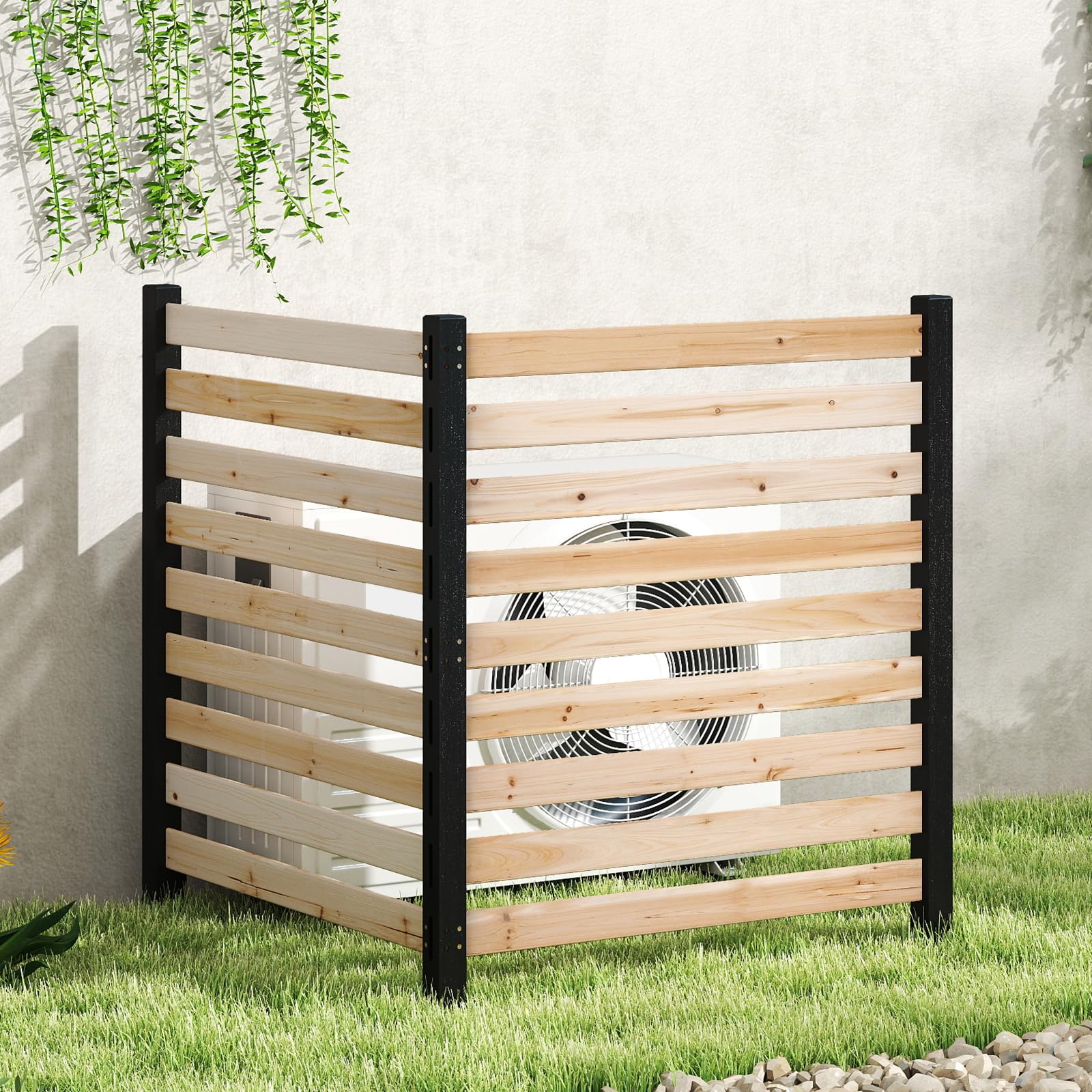 COSTWAY Clôture de Jardin 2 Panneaux en Bois Sapin (Naturel)