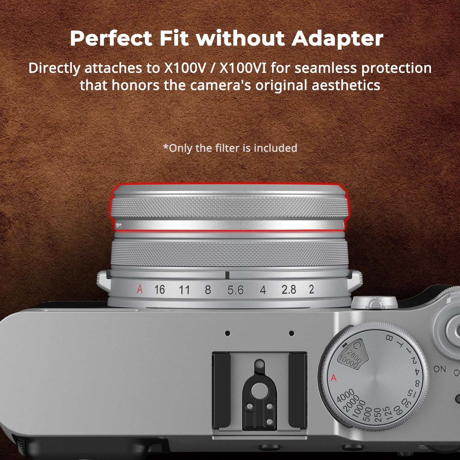 SmallRig Filtr UV do FUJIFILM X100VI / X100V, transmisja światła 99%, soczewka ze szkła optycznego, wodoodporny i odporny na zarysowania, lekka aluminiowa ramka, ściereczka czyszcząca (srebrna) 5853