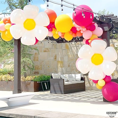 Miniatura 7 de Globos enormes de margaritas para decoraciones florales de cumpleaños - 45 pulgadas  Globos de flores para decoraciones de fiesta de margaritas